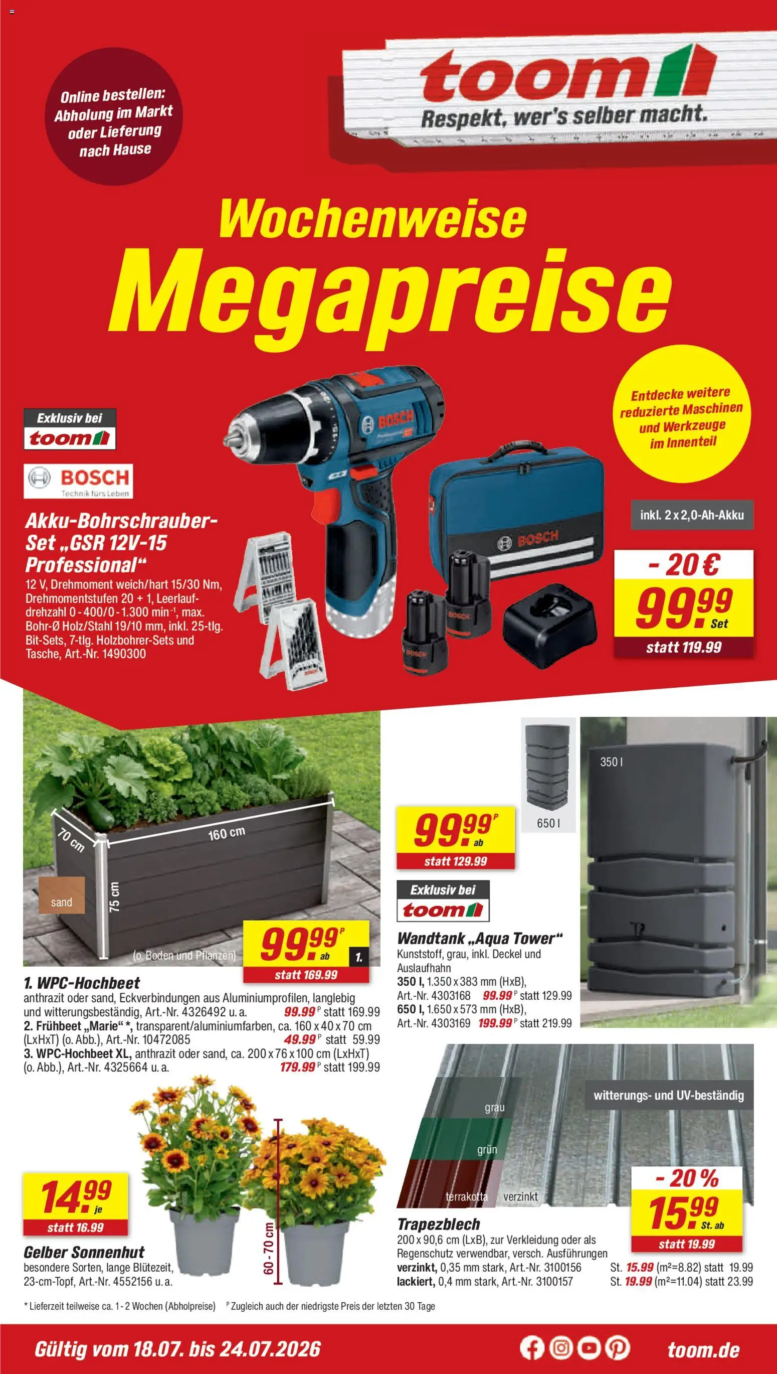 Vorschau von dem Prospekt des Geschäftes Toom Baumarkt, gültig ab dem 18.07.2026 - Bosch
