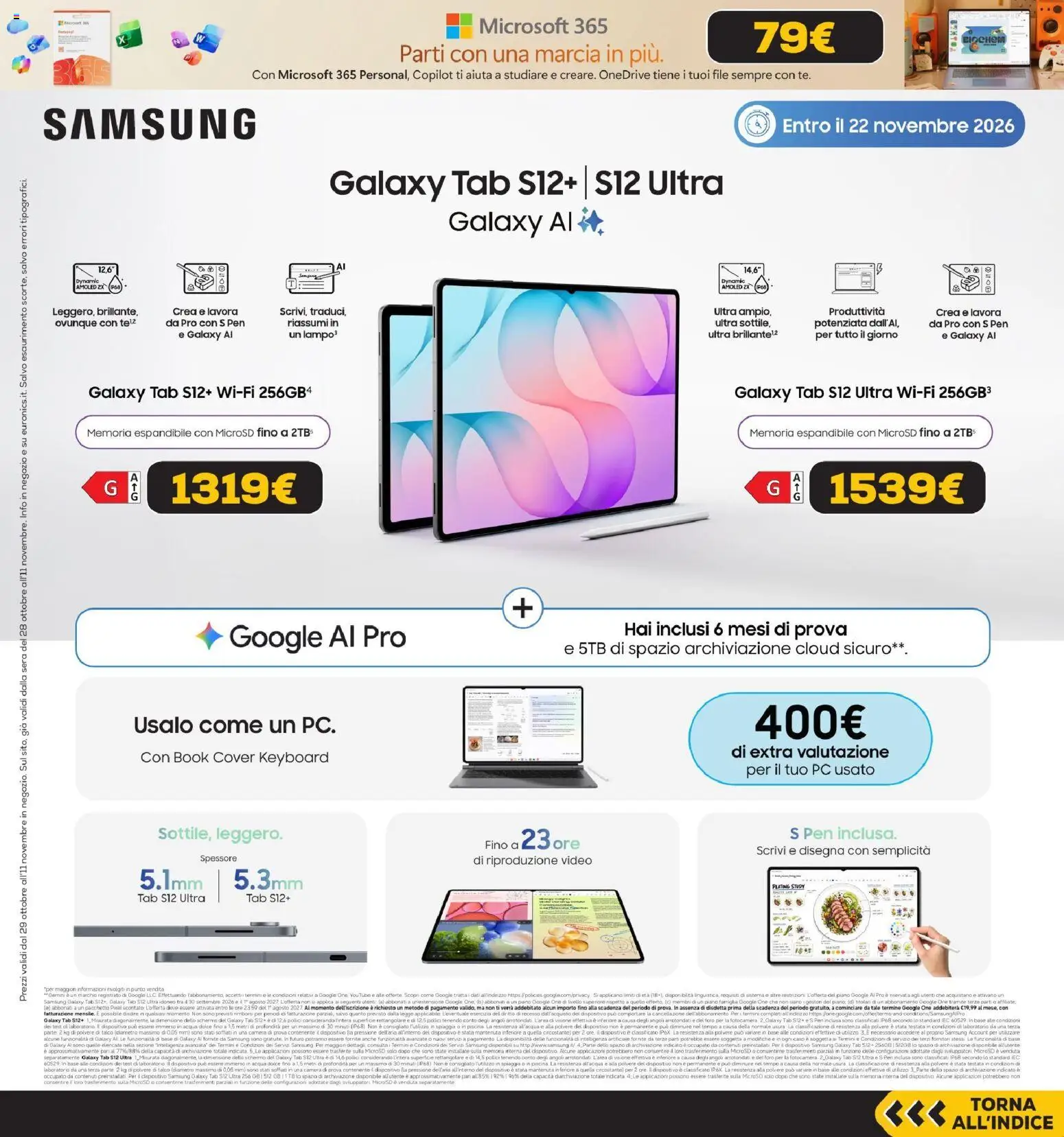 Anteprima dell'opuscolo Euronics Black Friday dal negozio Euronics valido da 29/10/2026 - Video, Samsung, Acqua, PC, Samsung Galaxy, Fotocamera, Talco, Schermo