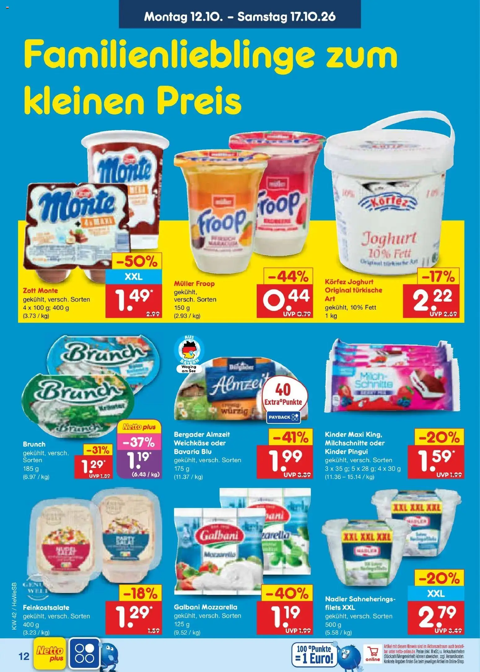 Vorschau von dem Prospekt des Geschäftes Netto Marken-Discount, gültig ab dem 12.10.2026 - Joghurt, Mozzarella, Froop