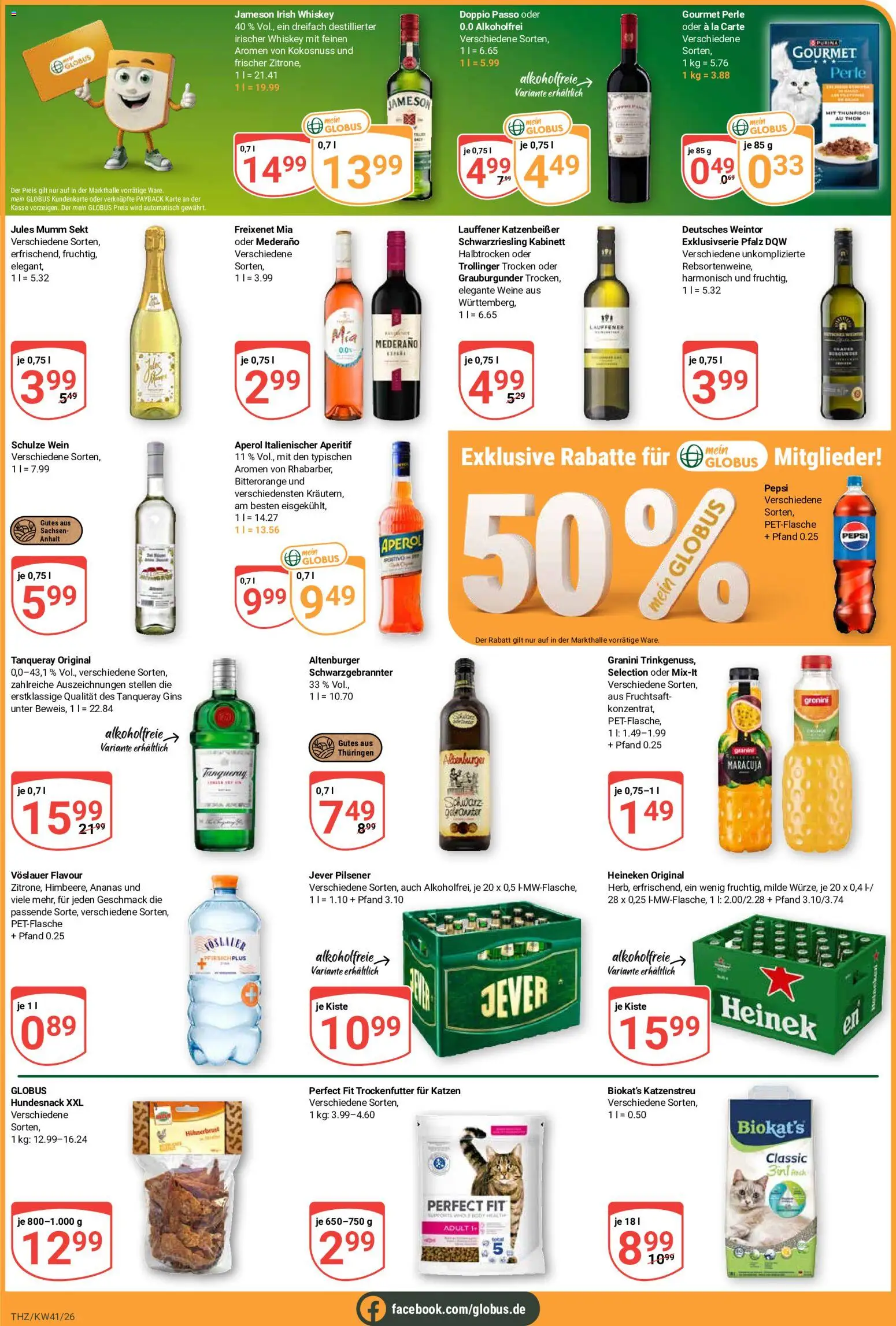 Vorschau von dem Prospekt des Geschäftes Globus, gültig ab dem 05.10.2026 - Wein, Thunfisch, Heineken, Sekt, Doppio Passo, Freixenet, Jameson, Jules mumm