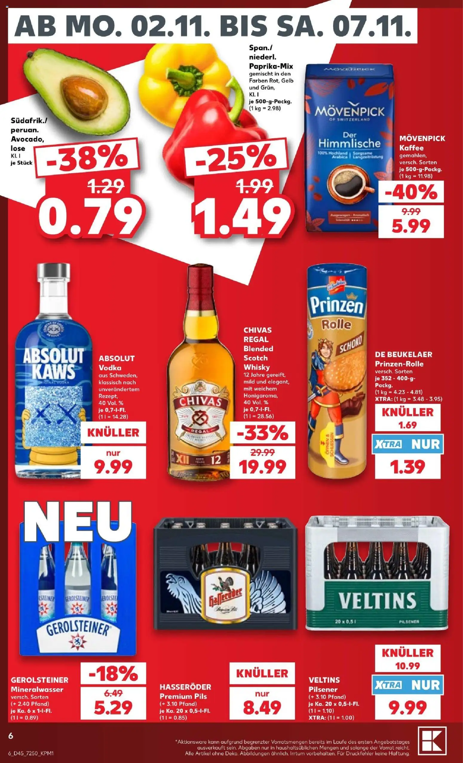Vorschau von dem Prospekt des Geschäftes Kaufland, gültig ab dem 31.10.2026 - Kaffee, Whisky, Mineralwasser, Gerolsteiner, Vodka, Veltins, Hasseröder, Pils