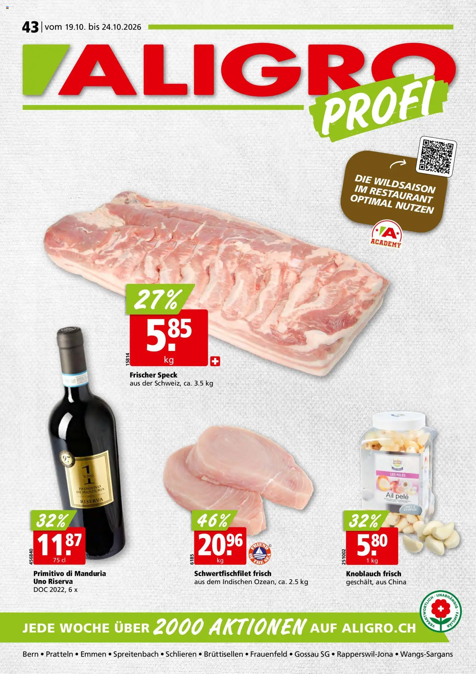 Vorschau des Merkblatts Aligro aktionen Schlieren, Gossau SG, Frauenfeld, Rapperswil-Jona, Sargans, Bern vom Shop Aligro gültig von 19.10.2026 bis 24.10.2026 - Knoblauch