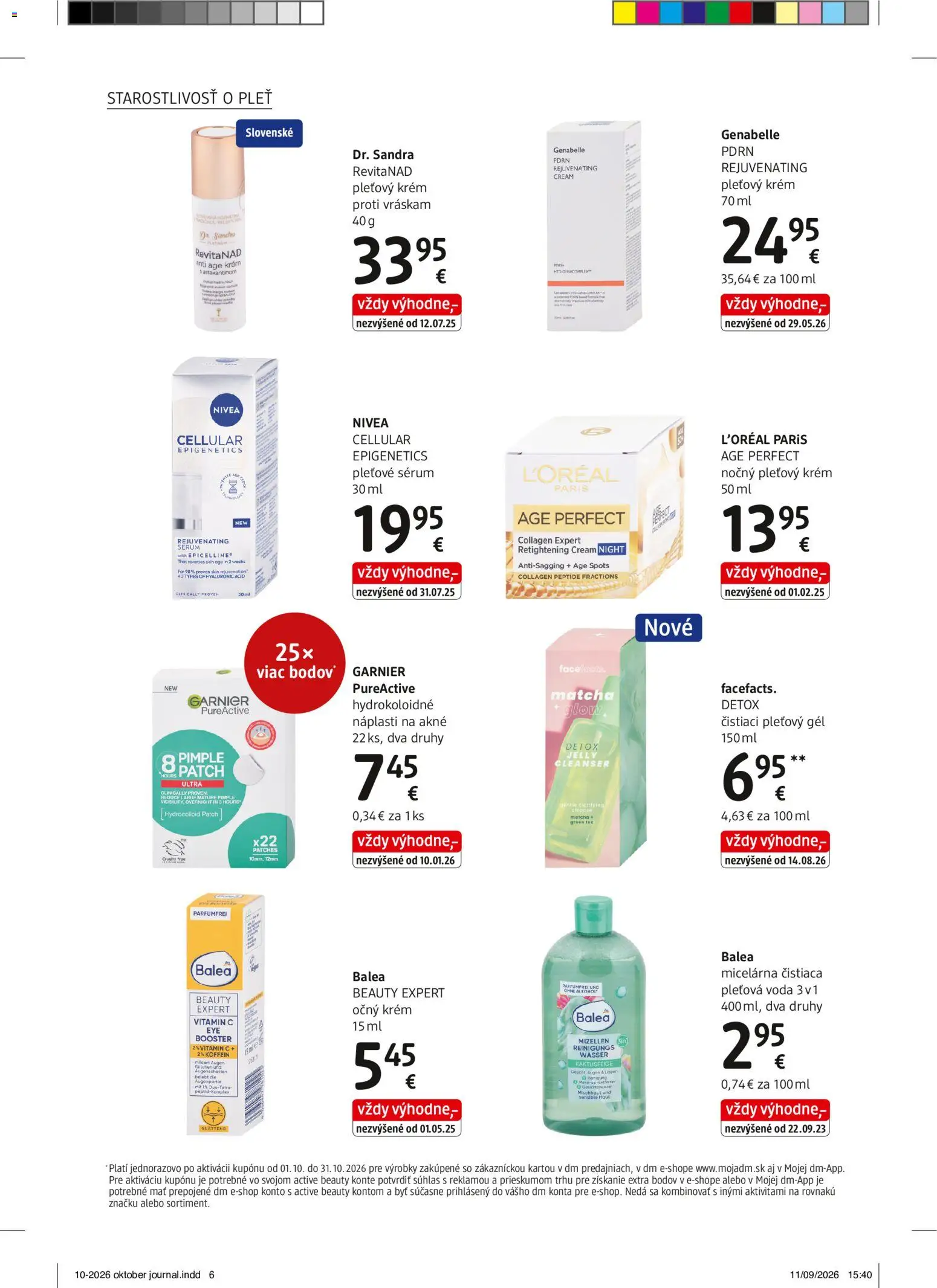Náhľad dm drogerie letáku platného od 01.10.2026 - Matcha, Voda, Alkohol, Nivea, Krém