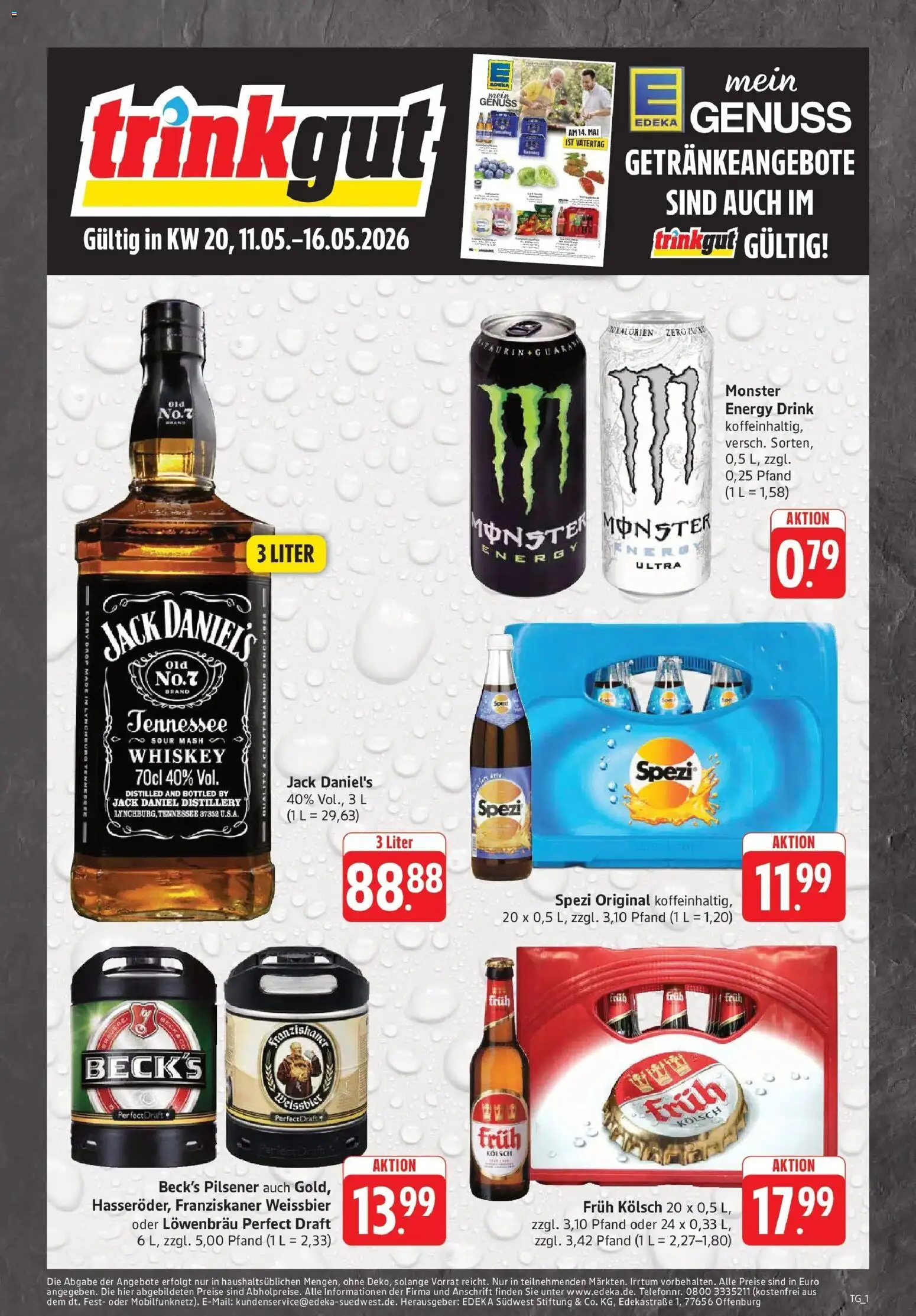 Vorschau von dem Prospekt des Geschäftes Trinkgut, gültig ab dem 10.05.2026 - Monster, Whiskey, Energy, Franziskaner, Weißbier, Jack Daniel's