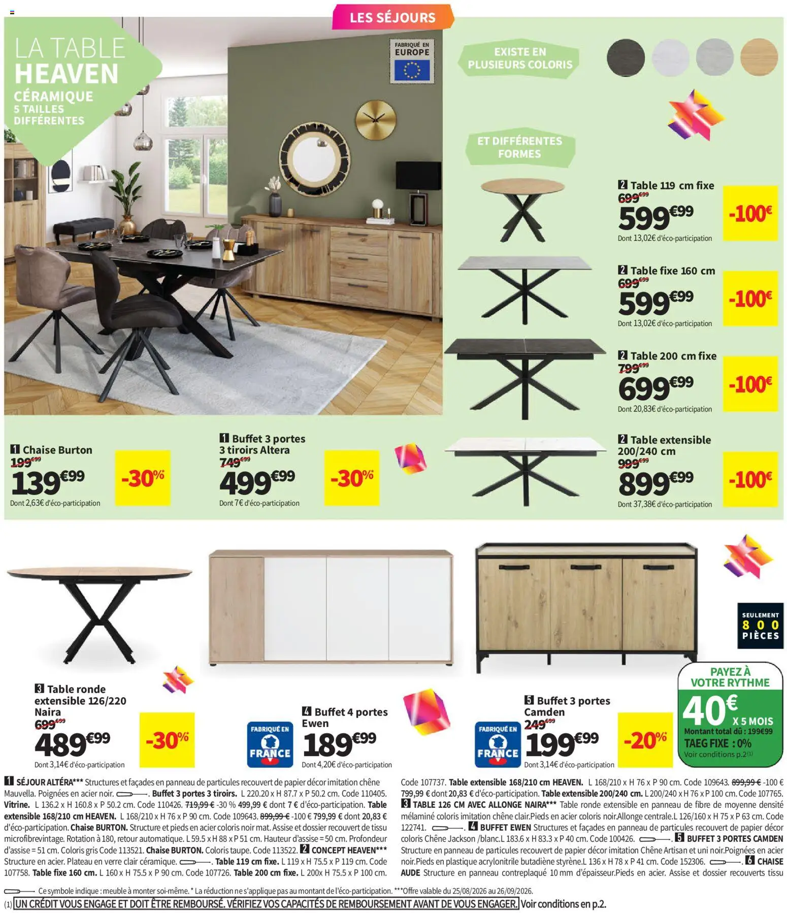 Prévisualisation de Conforama catalogue du magasin Conforama formulaire valide 25/08/2026 - Meuble, Chaise, Buffet, Table, Table ronde, Plateau, Tiroirs, Panneau contreplaque