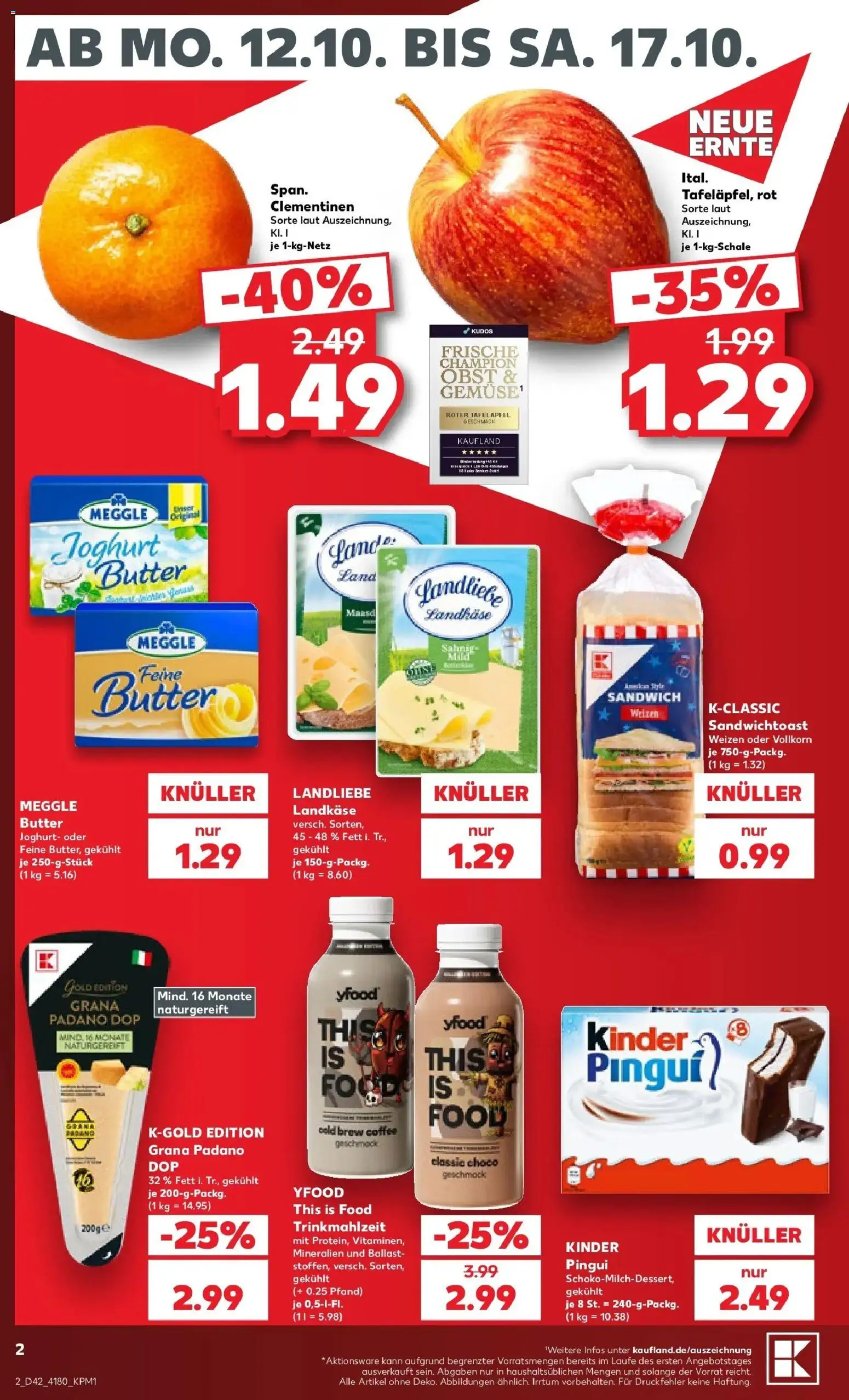 Vorschau von dem Prospekt des Geschäftes Kaufland, gültig ab dem 12.10.2026 - Butter, Joghurt, YFood, Obst, Grana Padano