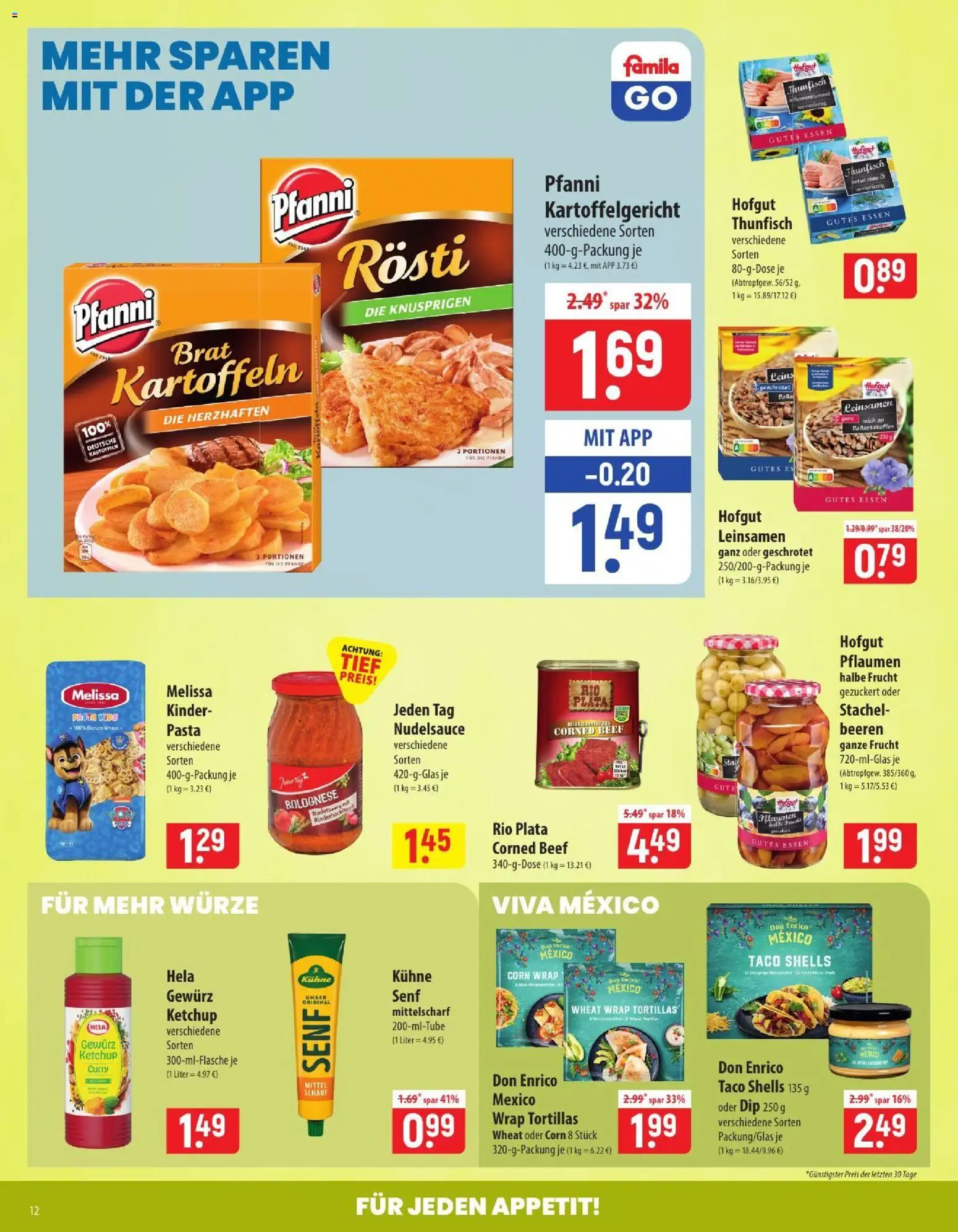 Vorschau von dem Prospekt des Geschäftes Famila, gültig ab dem 07.09.2026 - Pasta, Tortillas, Thunfisch, Pflaumen, Kartoffeln, Ketchup