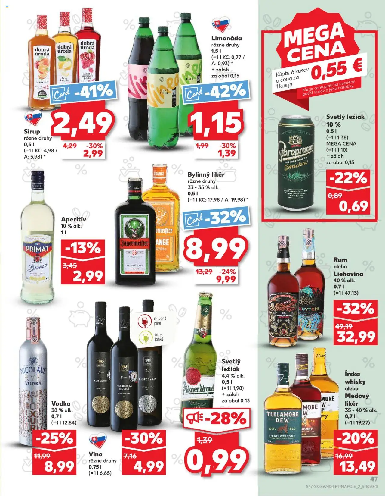 Náhľad Kaufland letáku platného od 02.10.2025 - Víno, Rum, Vodka, Whisky, Sirup, Staropramen, Aperitív