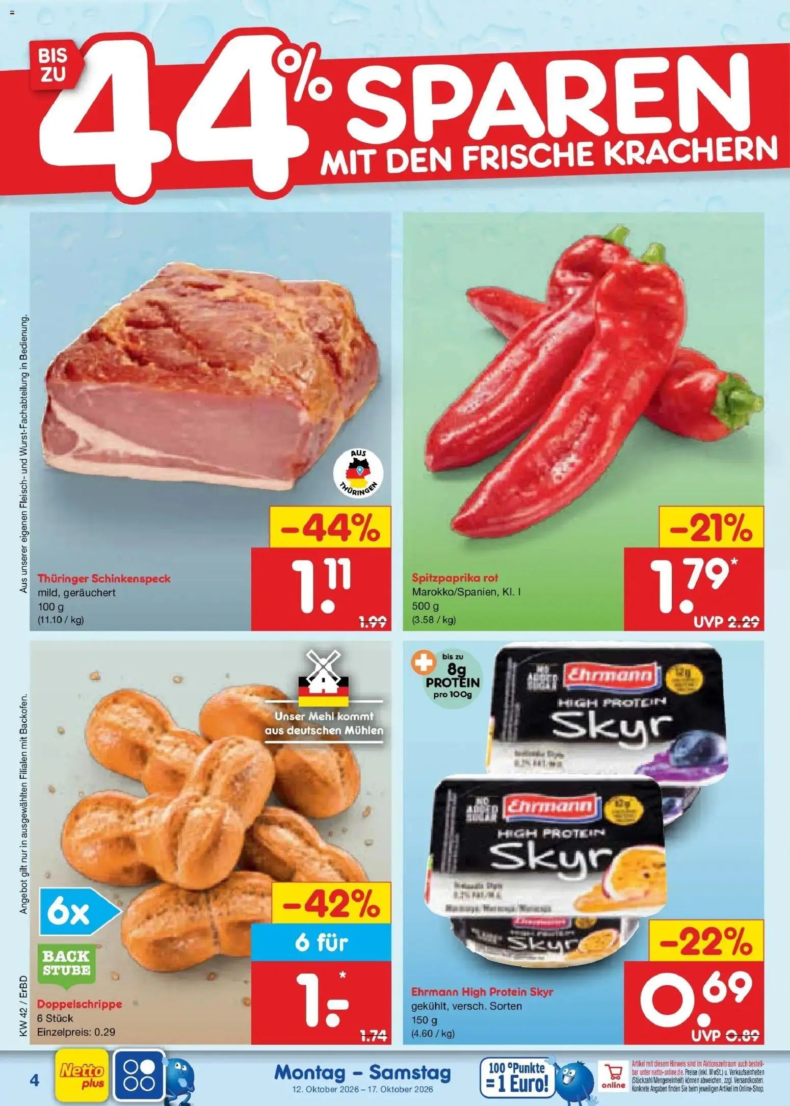 Vorschau von dem Prospekt des Geschäftes Netto Marken-Discount, gültig ab dem 12.10.2026 - Skyr, Fleisch, Mehl