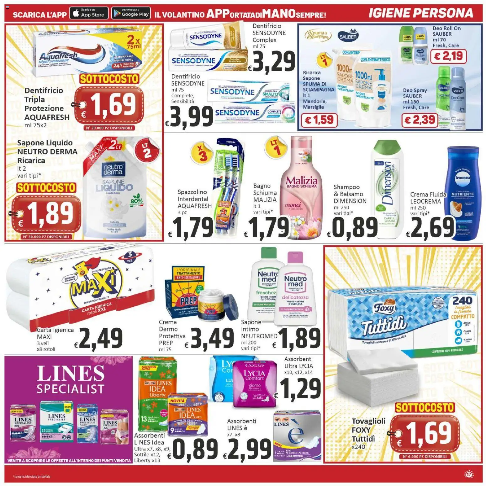 Anteprima dell'opuscolo Paghi Poco volantino dal negozio Paghi Poco valido da 23/10/2026 - Crema, Bagno, Shampoo, Menta, Assorbenti, Balsamo, Schiuma, Spazzolino