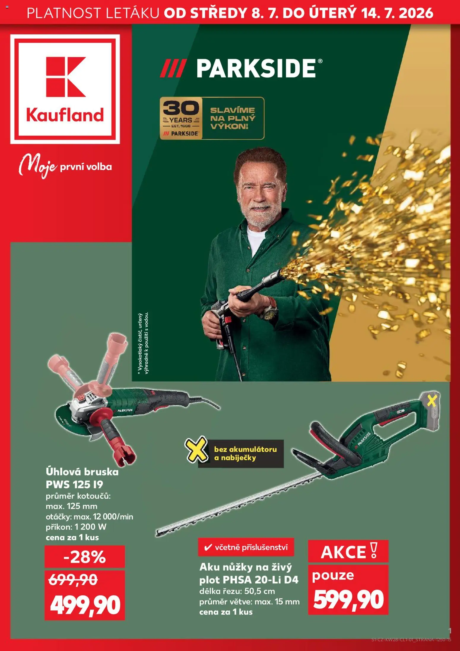 Náhled nabídky: Kaufland Kaufland leták - Praha 8 platný od 08.07.2026 - Parkside, Úhlová bruska, Bruska, Nůžky, Aku nůžky, Aku nůžky na živý plot