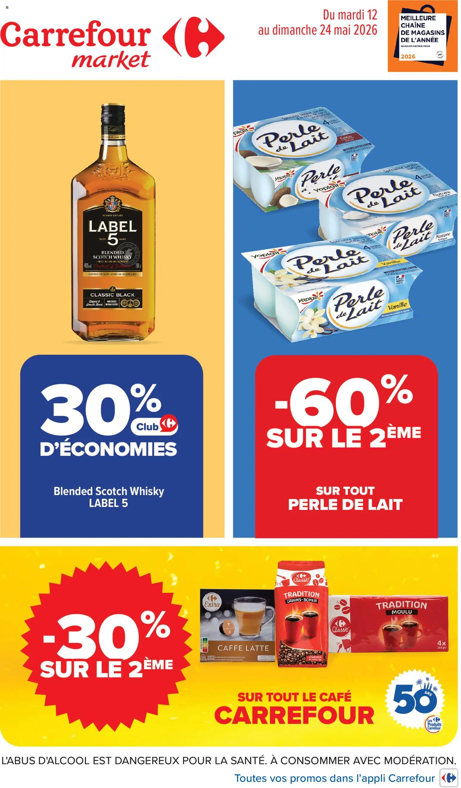 Prévisualisation de Carrefour Market catalogue du magasin Carrefour Market formulaire valide 12/05/2026 - Coco, Distributeur, Whisky, Lait, Vanille, Perle de lait, Whisky Label 5, Scotch whisky label 5