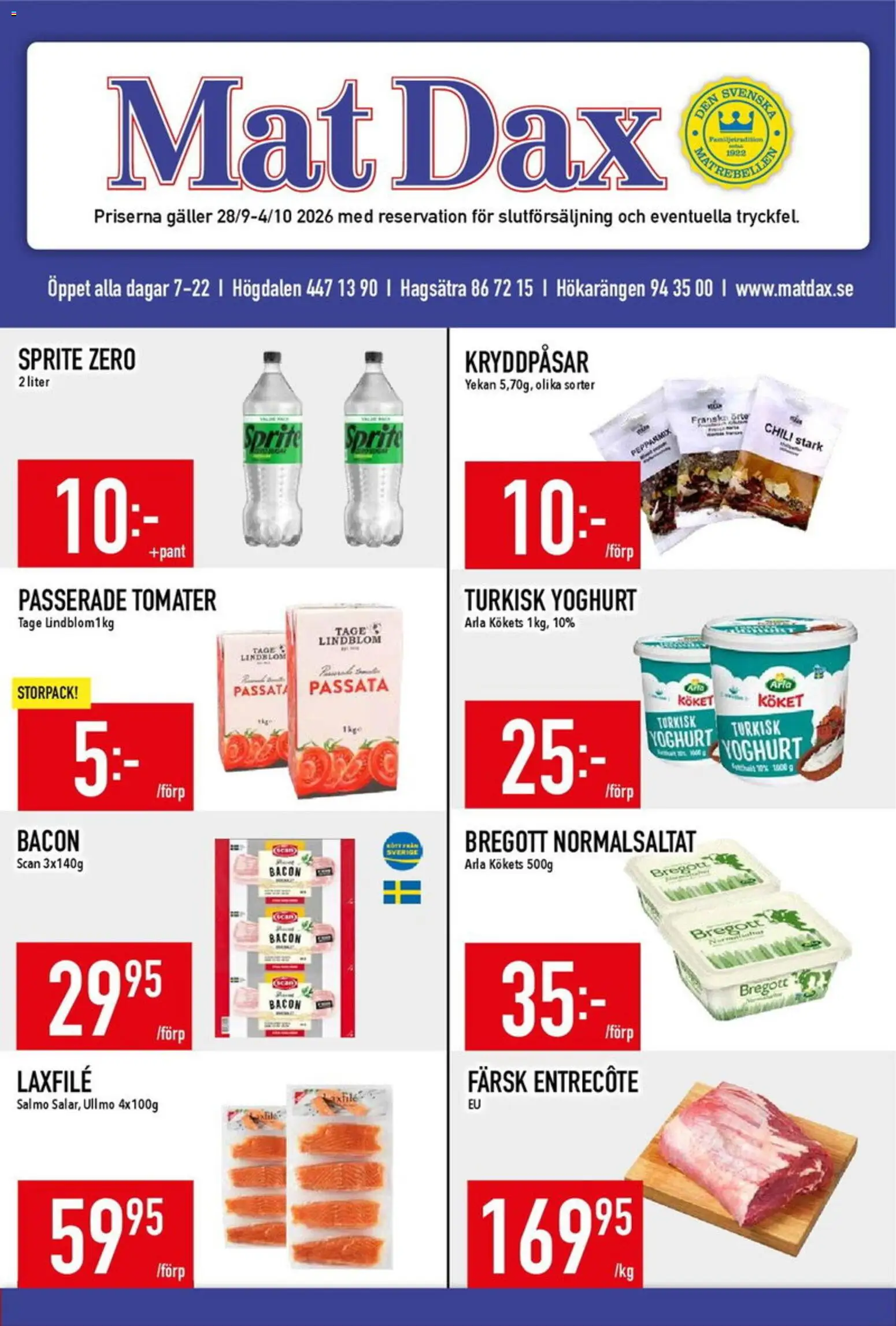 Förhandsgranska reklamblad Matdax erbjudanden från butik Matdax gäller från 28/09/2026