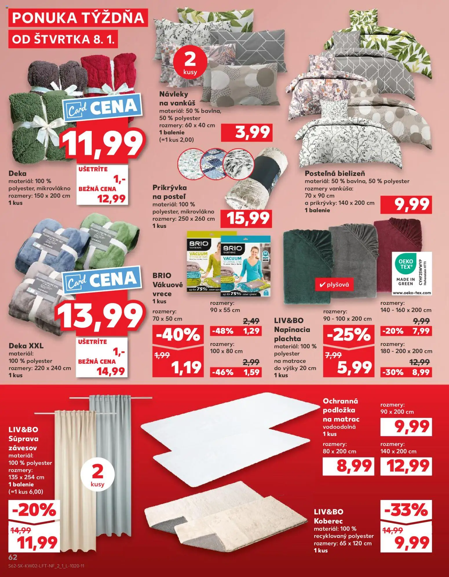Náhľad Kaufland letáku platného od 08.01.2026 - Posteľ, Matrace, Koberec, Matrac, Vankúš, Plachta, Prikrývka