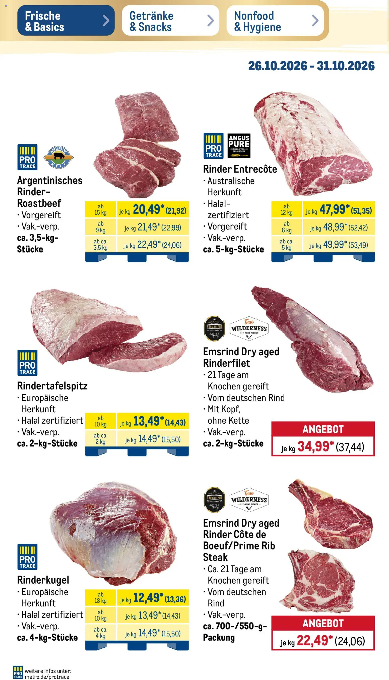 Vorschau von dem Prospekt des Geschäftes Metro, gültig ab dem 26.10.2026 - Steak, Entrecote, Roastbeef, Rinderfilet