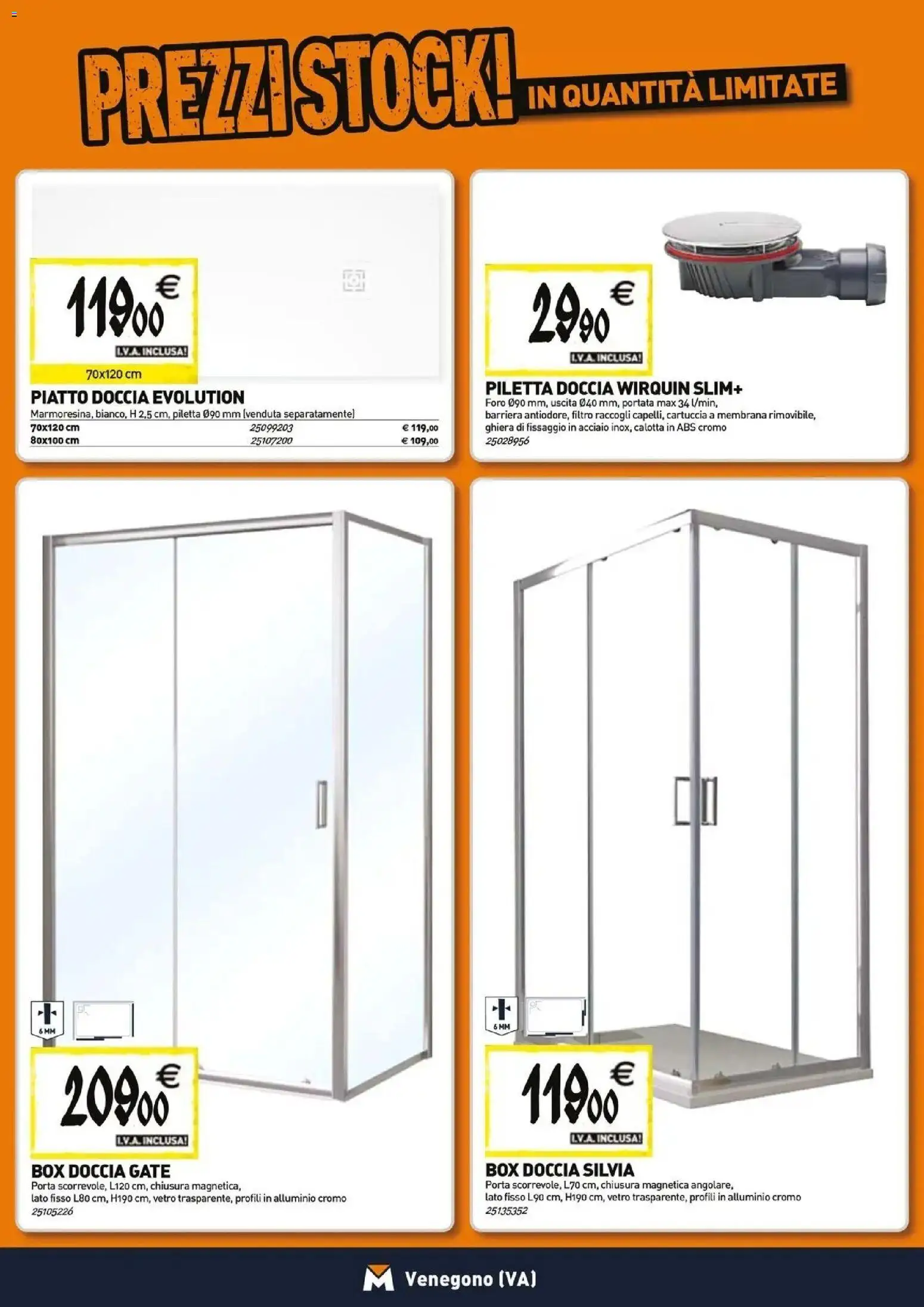 Anteprima dell'opuscolo TECNOMAT catalogo Venegono Inferiore dal negozio TECNOMAT valido da 29/10/2026 - Box doccia, Piatto, Doccia, Porta, Alluminio