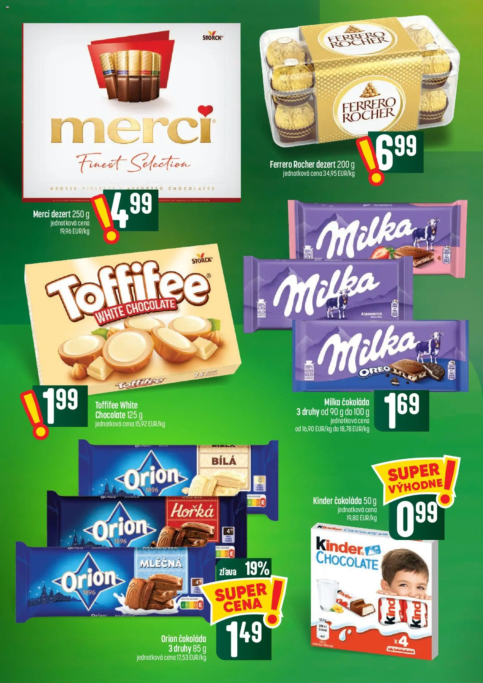 Náhľad COOP Jednota letáku platného od 01.10.2026 - Čokoláda, Kinder, Milka, Ferrero Rocher, Dezert, Merci, Toffifee, Oreo