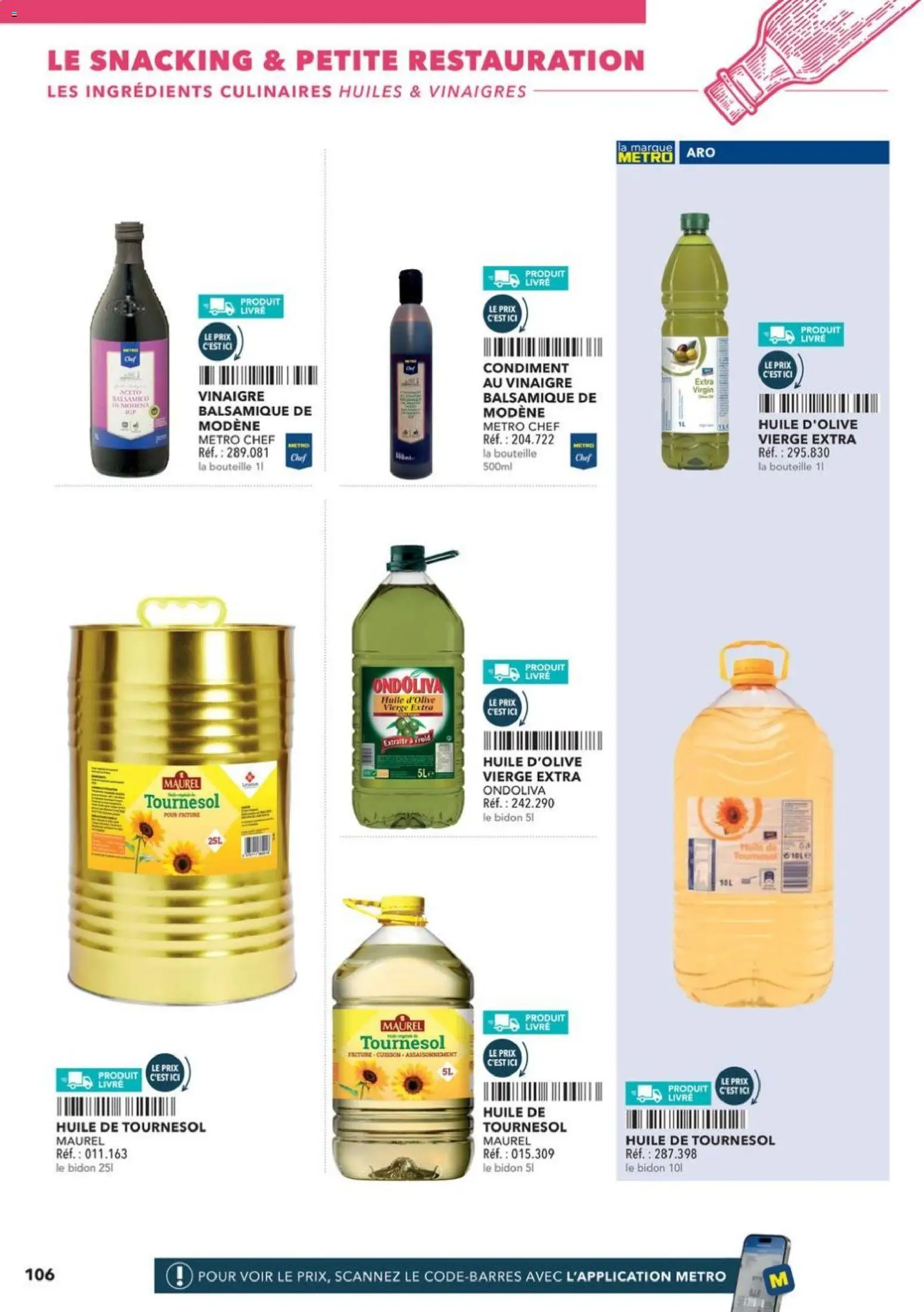 Prévisualisation de Boulangers Pâtissiers du magasin METRO formulaire valide 30/04/2026 - Livre, Huile, Vinaigre balsamique, Bouteille, Vinaigre, Huile de tournesol, Huile D'olive, Huile d'olive vierge extra