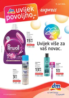 Pregled letka DM Drogerie Express trgovine DM Drogerie vrijedi od 15.07.2026