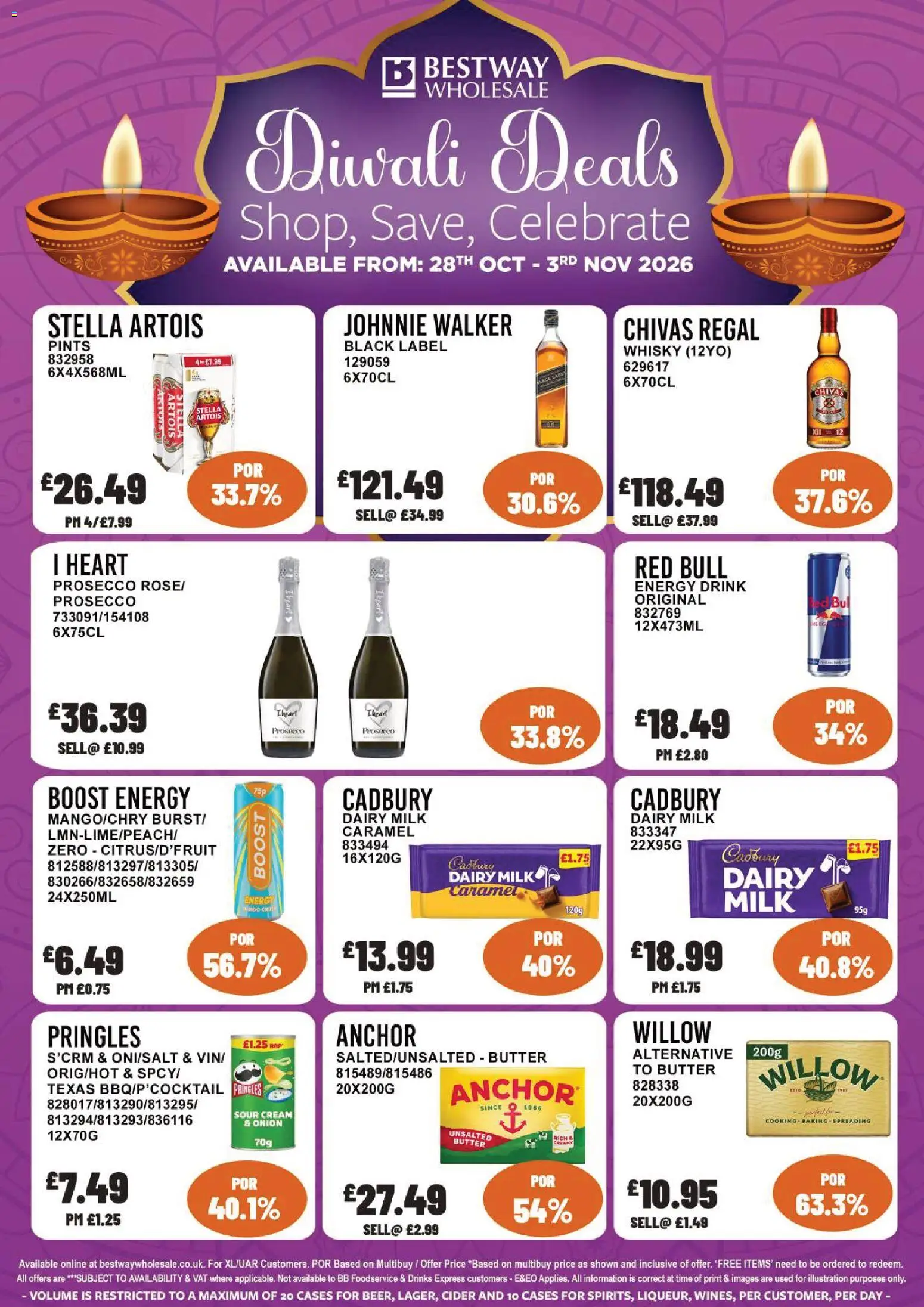 Preview of Bestway Bestway - 7 Days Delivered only Deals valid from 28/10/2026 - Cider, Milk, Red Bull, Butter, Whisky, Onion, Sour cream, Energy drink