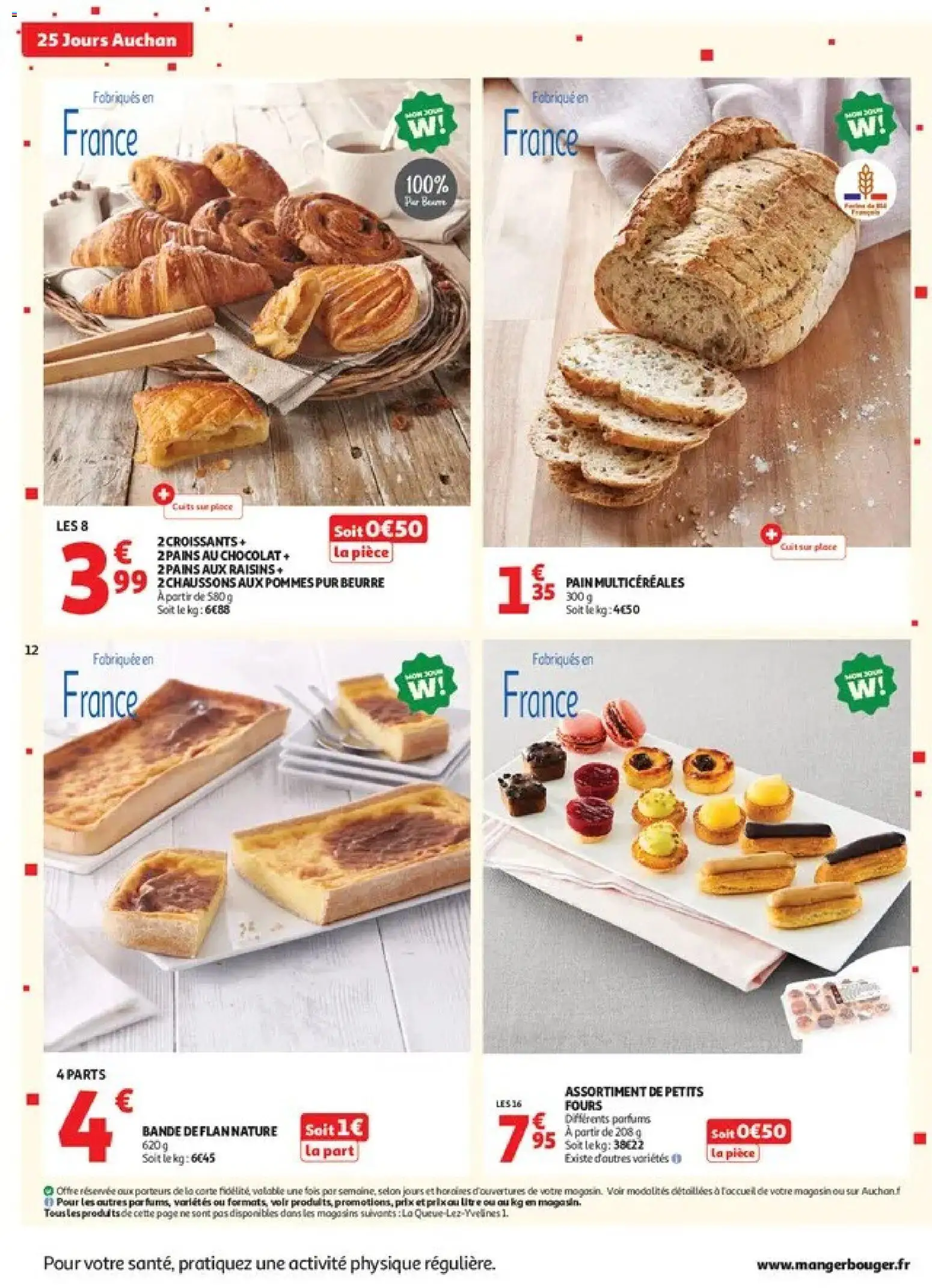 Prévisualisation de Auchan 25 jours 1 supers du magasin Auchan formulaire valide 27/10/2026 - Parfums, Chocolat, Pain, Chaussons, Beurre, Raisins, Pommes