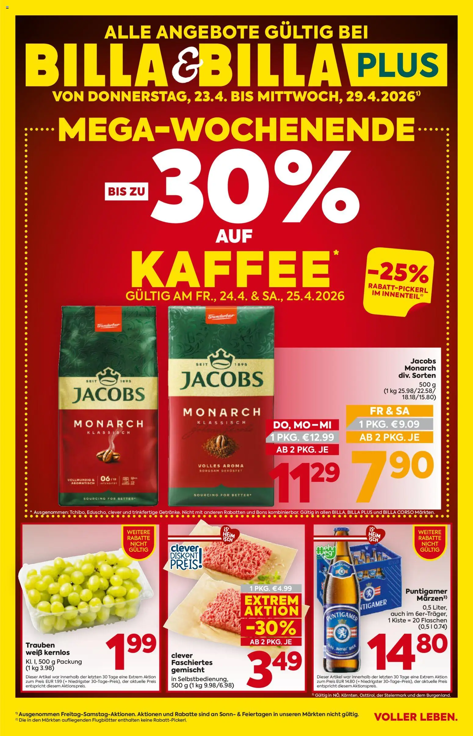 Vorschau der Angebote: Billa Billa Flugblatt - Burgenland gültig ab 23.04.2026 - Kaffee, Bier