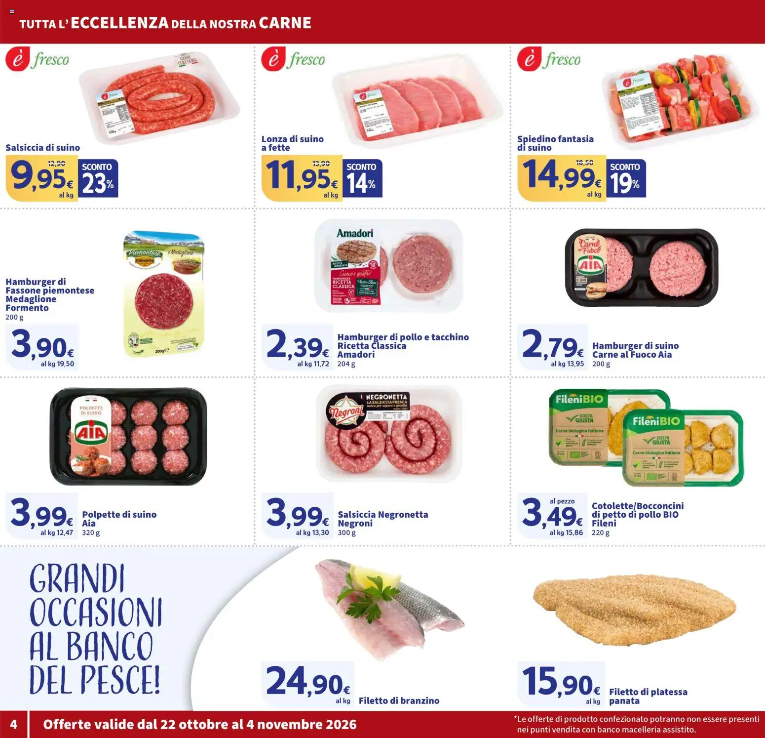 Anteprima dell'opuscolo SIGMA volantino dal negozio SIGMA valido da 22/10/2026 - Hamburger, Carne, Polpette, Tacchino, Branzino, Salsiccia, Filetto, Suino