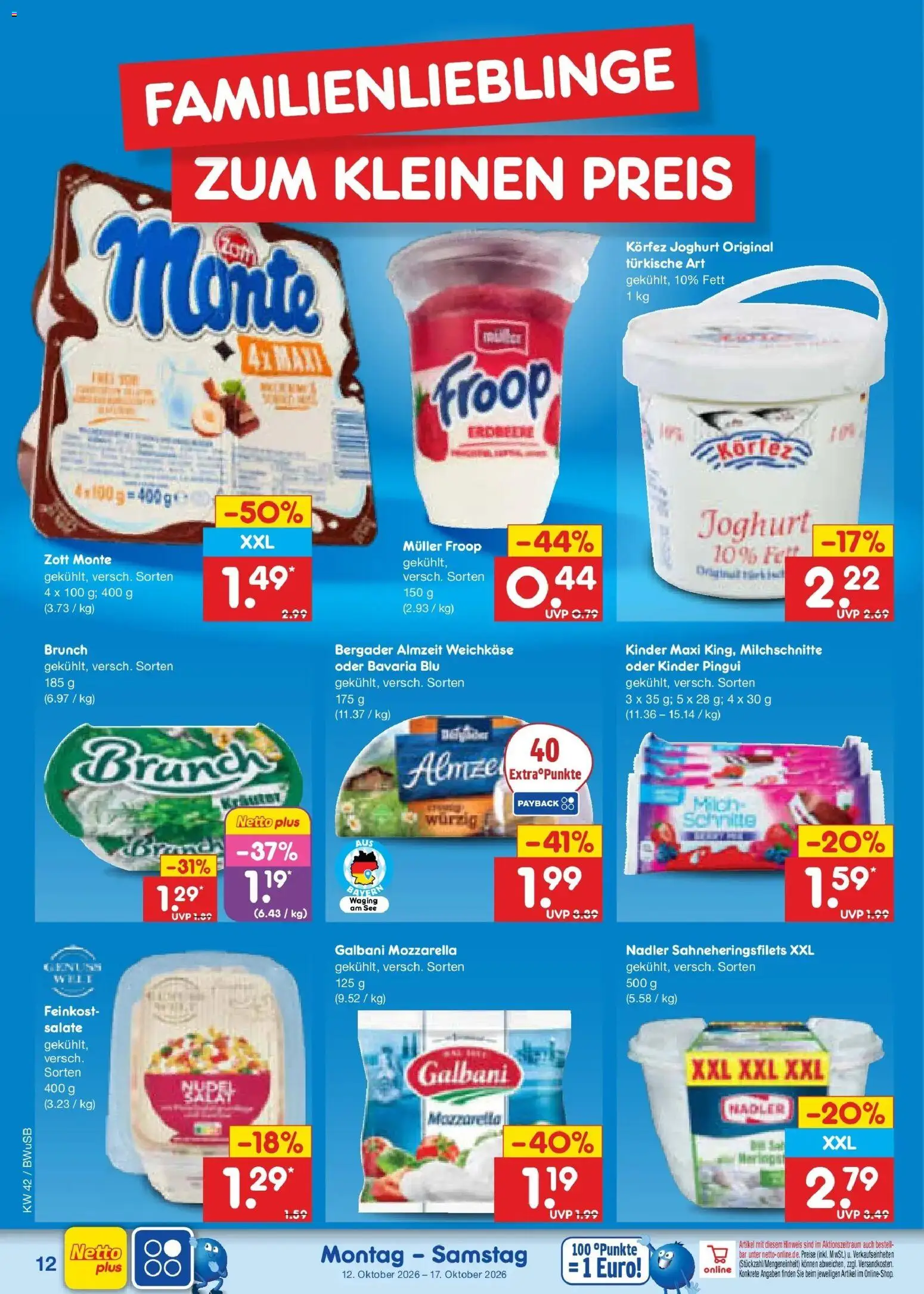 Vorschau von dem Prospekt des Geschäftes Netto Marken-Discount, gültig ab dem 12.10.2026 - Joghurt, Mozzarella, Froop