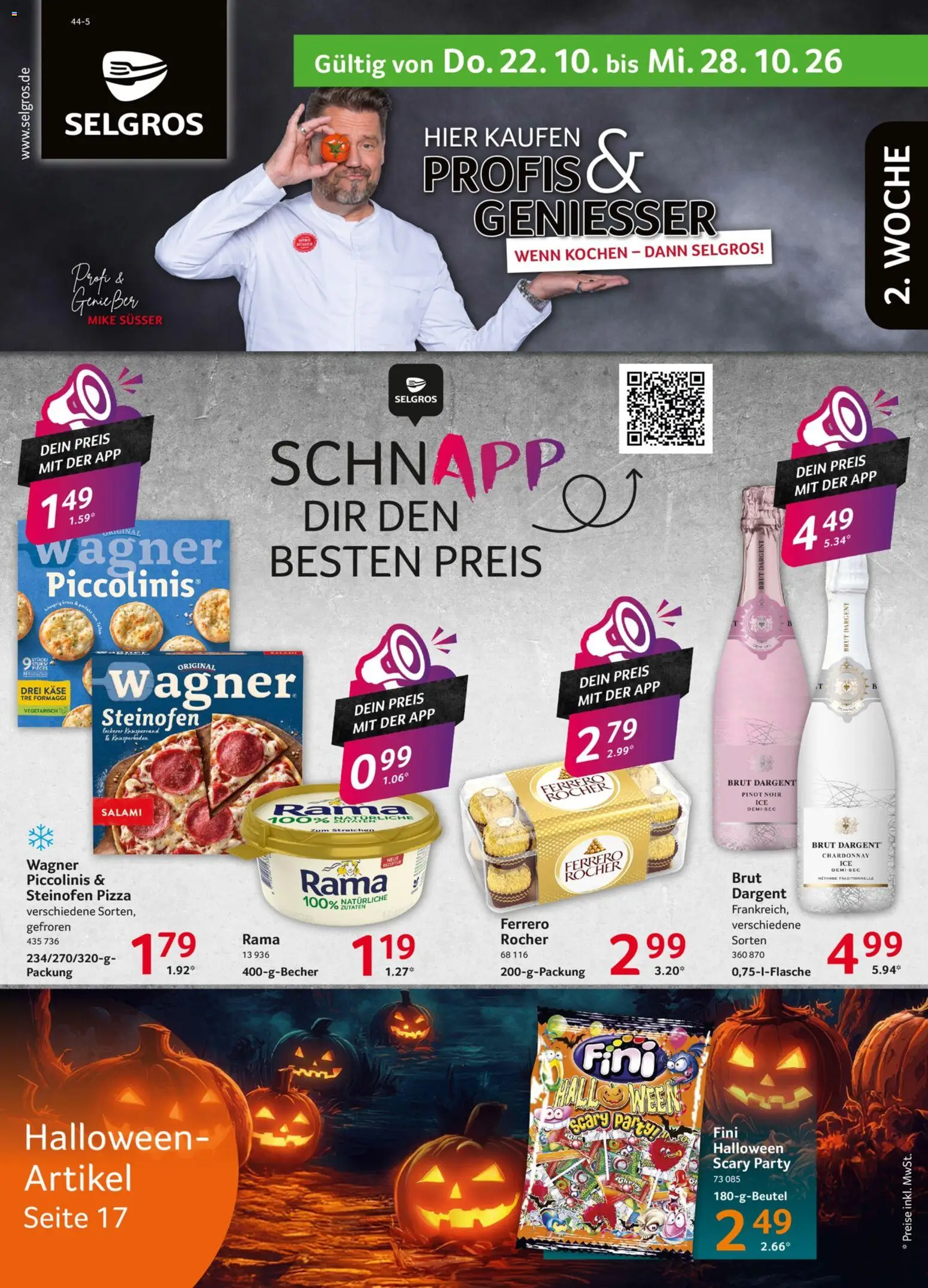 Vorschau von dem Prospekt des Geschäftes Selgros, gültig ab dem 22.10.2026 - Pizza, Käse, Piccolinis, Salami, Rama, Brut dargent