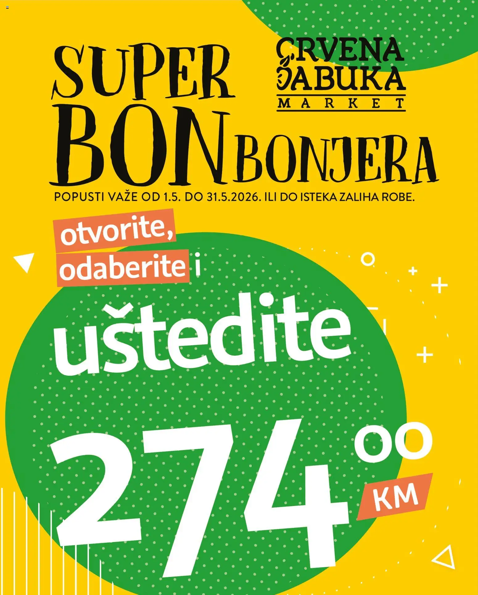 Pregled letka Crvena jabuka Super BONbonjera trgovine Crvena jabuka vrijedi od 01.05.2026