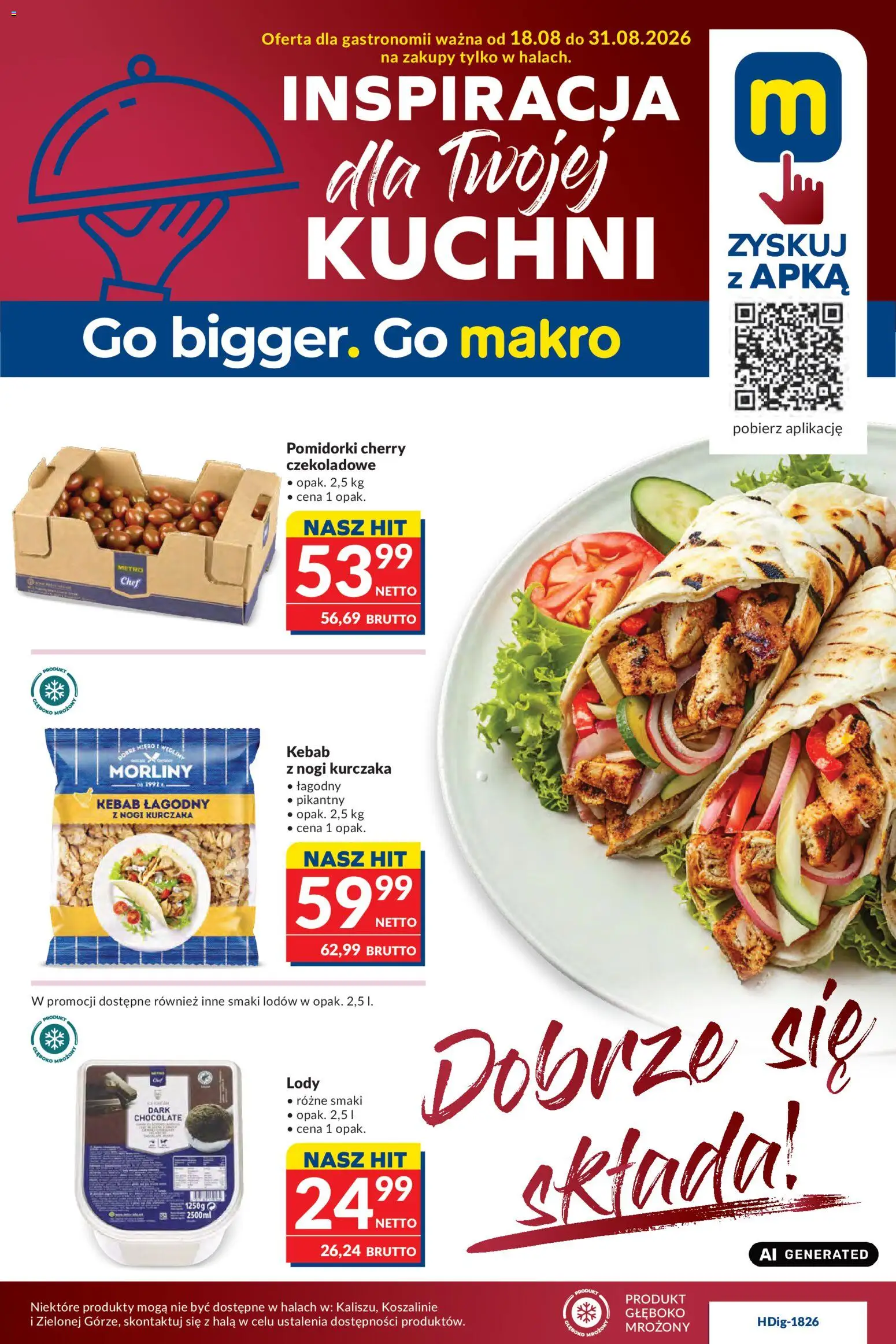 Pogląd gazetki "Makro gazetka - Oferta dla gastronomii" ze sklepu Makro ważnej od 18.08.2026 - Kebab, Lody, Pomidorki cherry