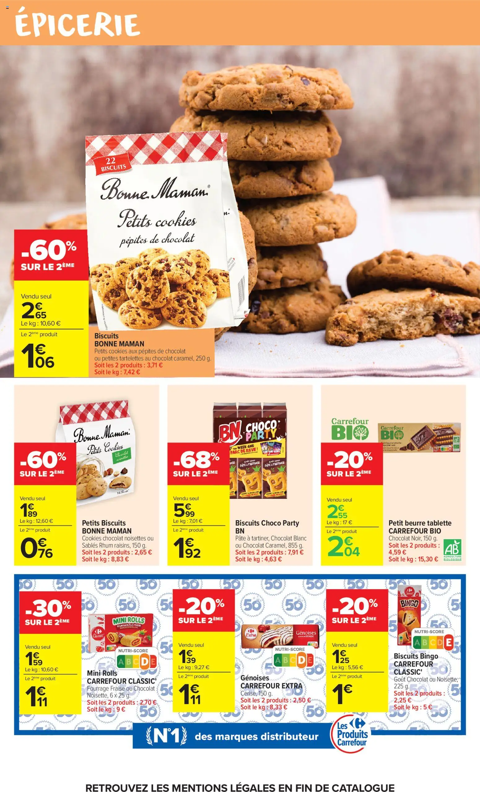 Prévisualisation de Carrefour Market catalogue du magasin Carrefour Market formulaire valide 27/10/2026 - Tablette, Fraise, Biscuits, Bonne Maman, Chocolat blanc, Pâte à tartiner, Pépites de chocolat, Cookies aux pepites de chocolat