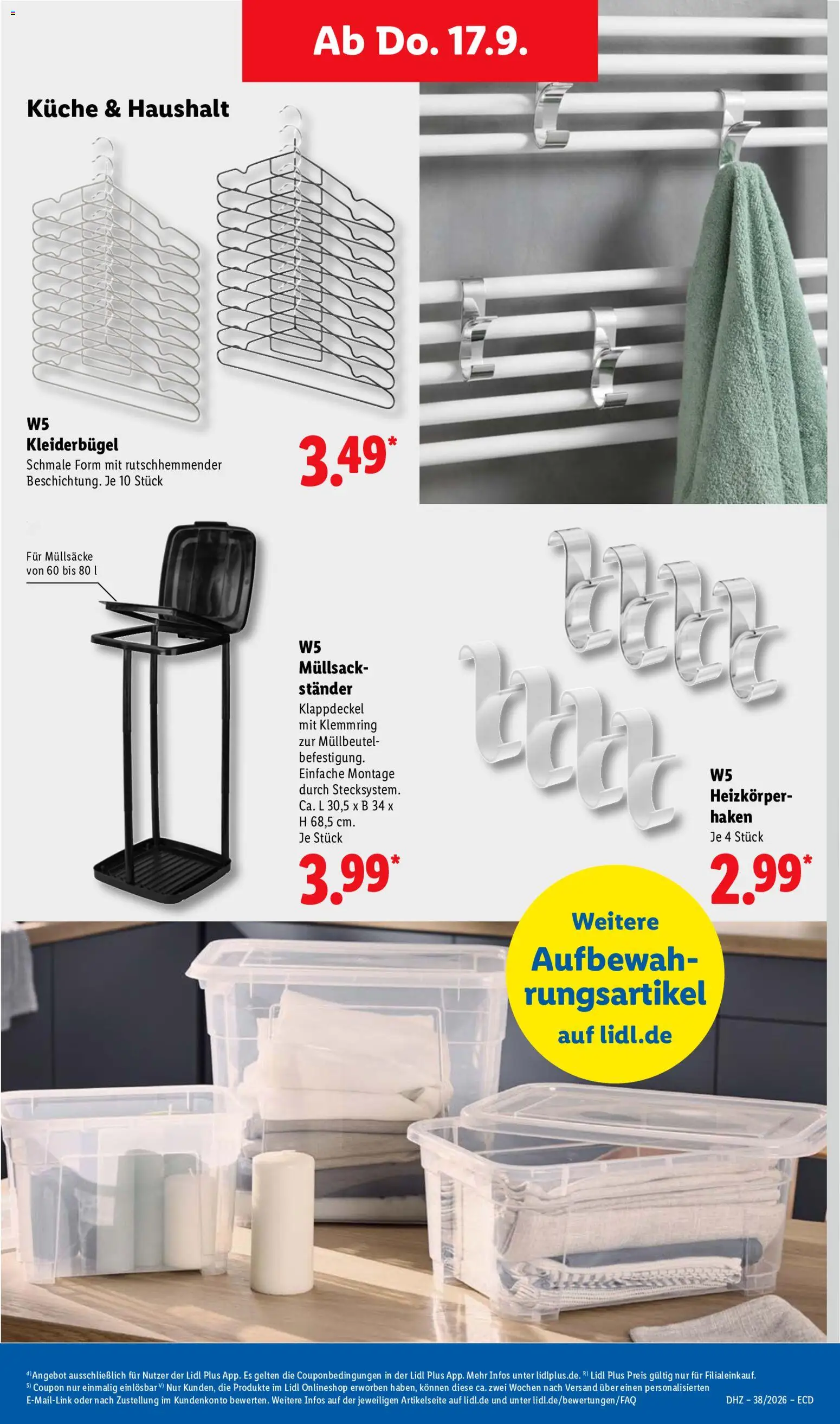 Vorschau von dem Prospekt des Geschäftes Lidl, gültig ab dem 14.09.2026 - Küche, Heizkörper, Kleiderbügel