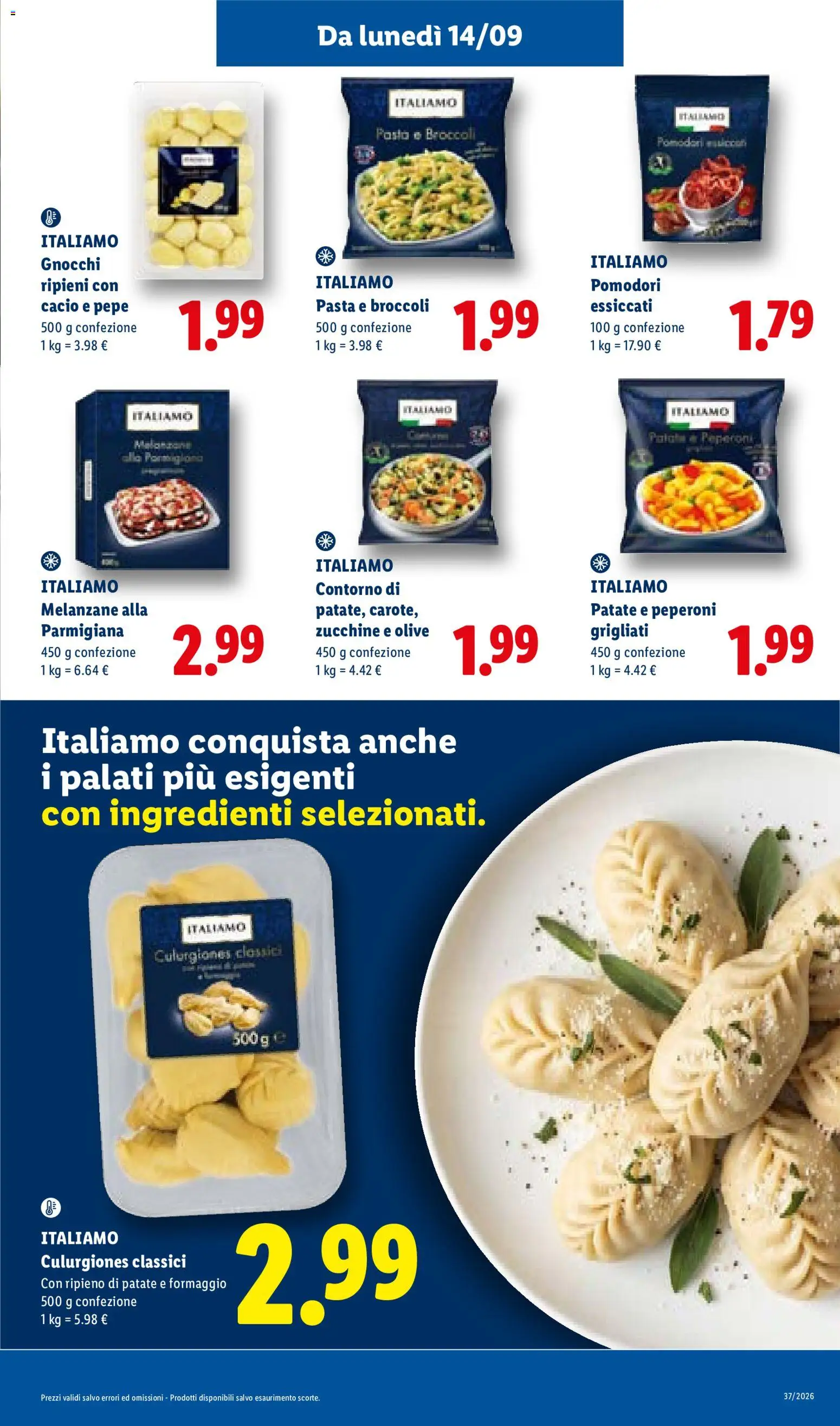 Anteprima dell'opuscolo Lidl volantino dal negozio Lidl valido da 10/09/2026 - Pasta, Gnocchi, Formaggio, Melanzane, Peperoni, Olive, Pomodori, Ingredienti