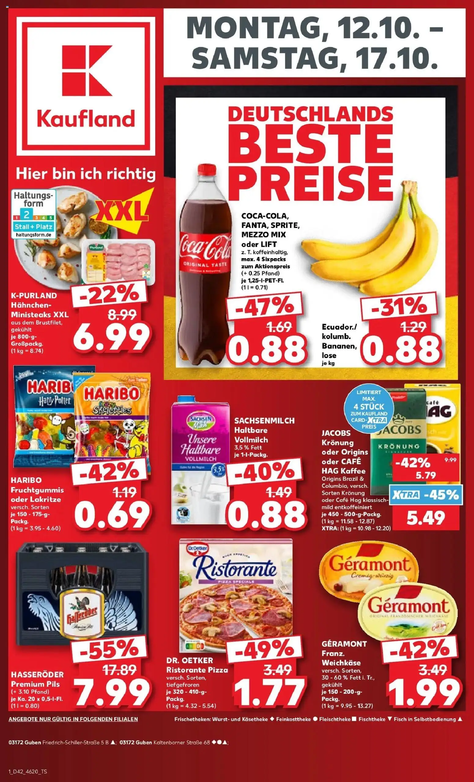 Vorschau von dem Prospekt des Geschäftes Kaufland, gültig ab dem 12.10.2026 - Kaffee, Coca cola, Wurst, Ristorante, Mezzo mix, Geramont, Pils, Hahnchen