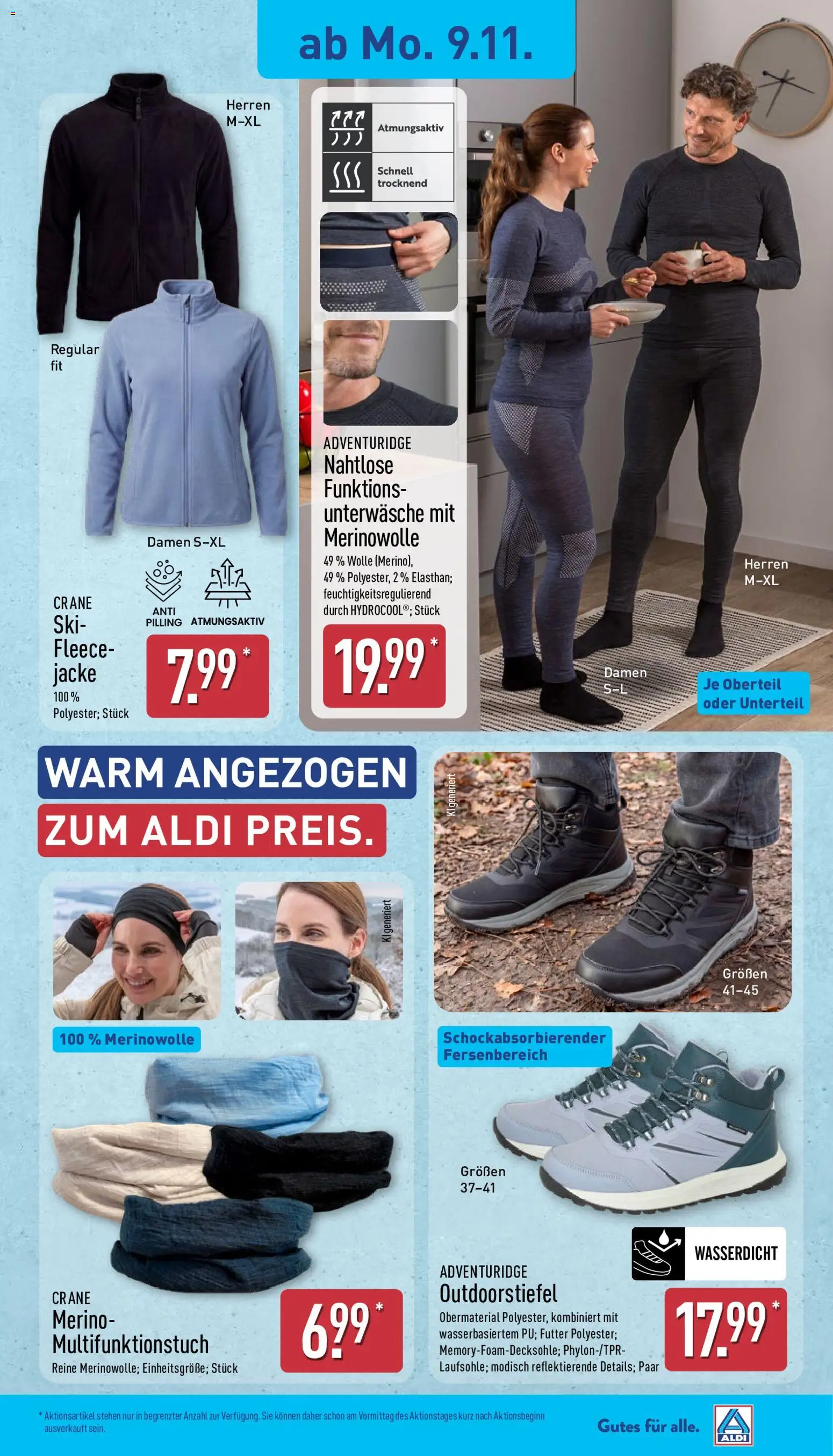 Vorschau von dem Prospekt des Geschäftes Aldi, gültig ab dem 09.11.2026 - Ski, Jacke, Unterwäsche