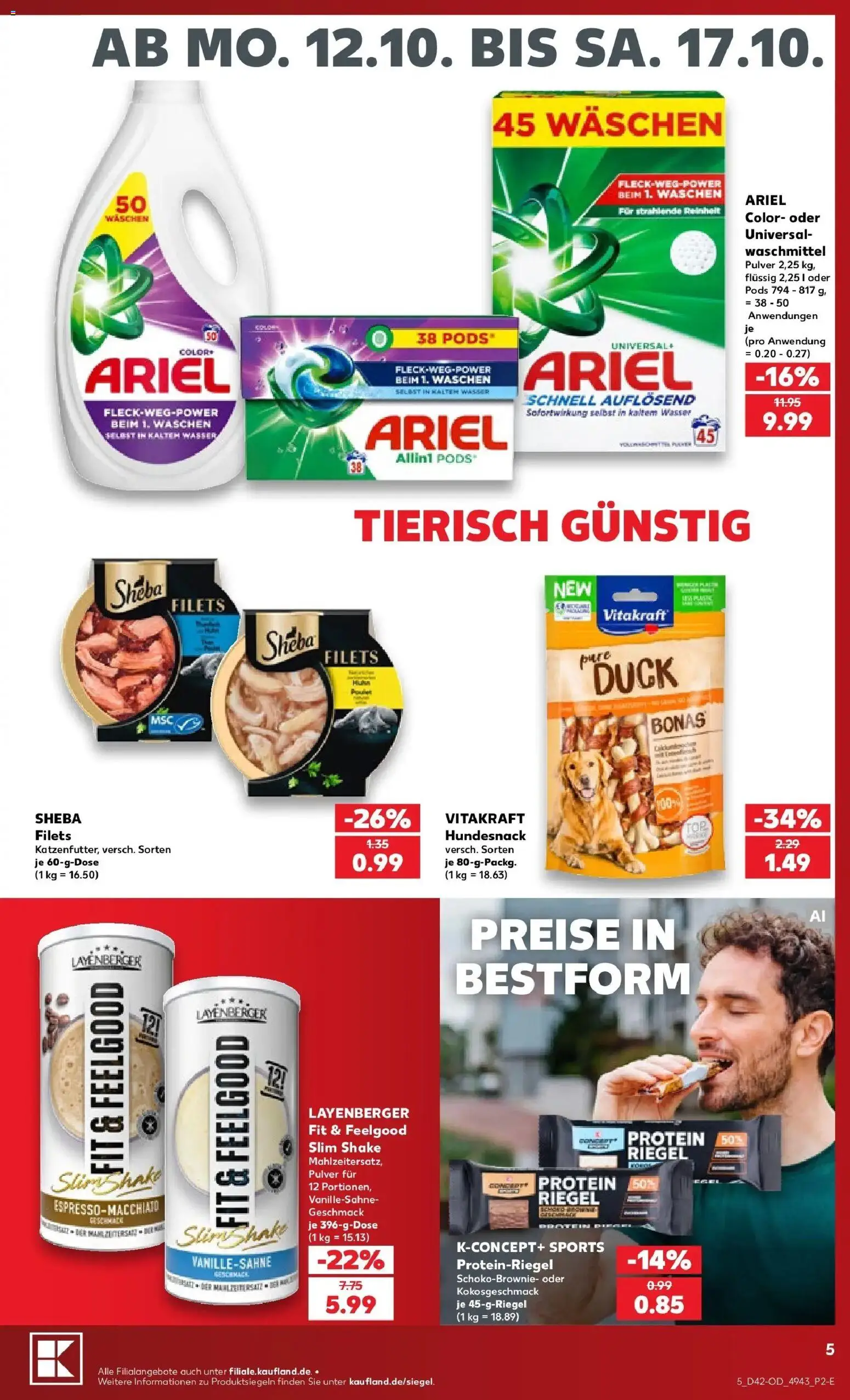 Vorschau von dem Prospekt des Geschäftes Kaufland, gültig ab dem 12.10.2026 - Wasser, Ariel, Waschmittel, Sheba