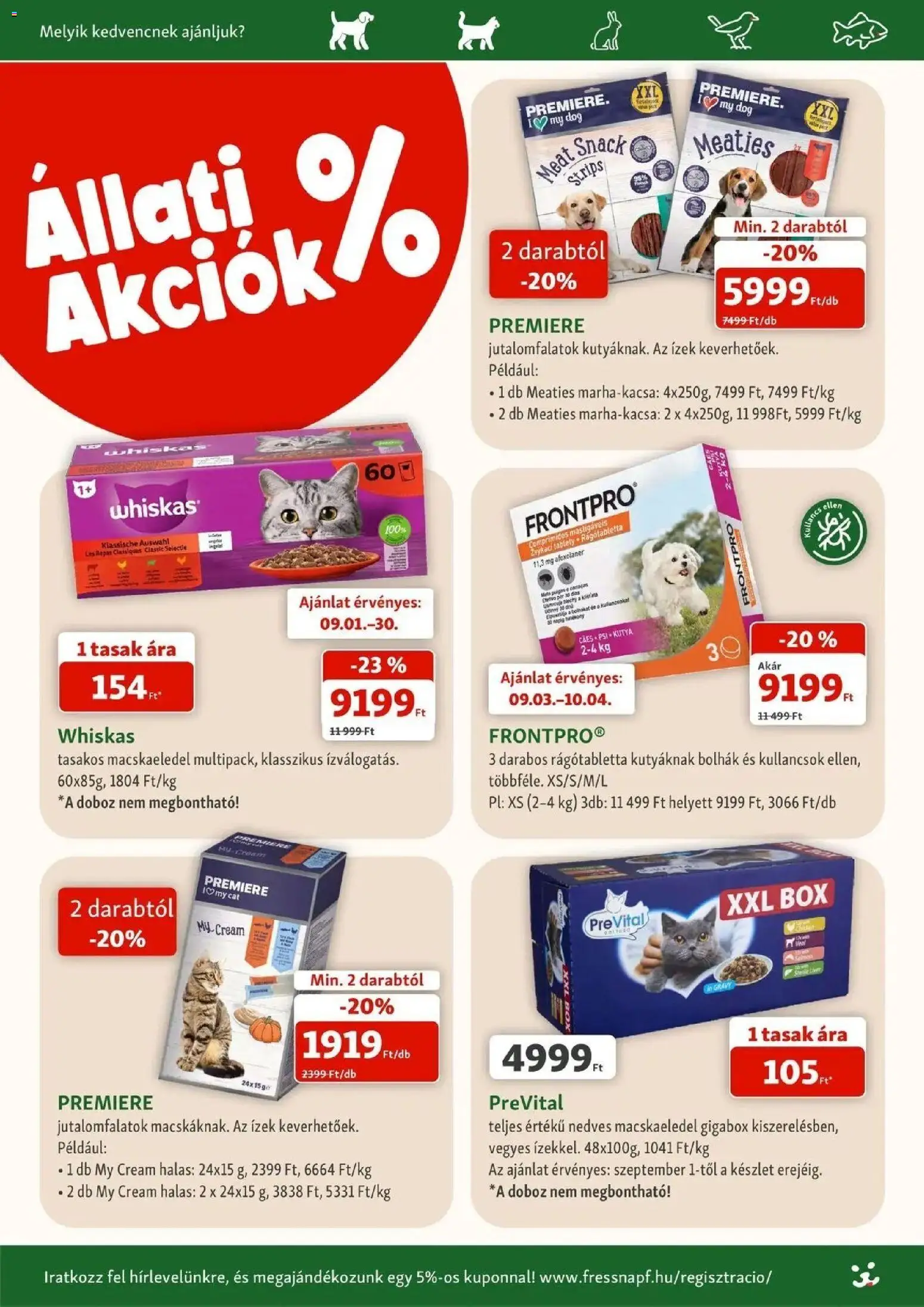 Fressnapf - Fressnapf aktuális akciós újság megtekintése, amely érvényes 2026.09.03.-től - Doboz, Whiskas, Macskaeledel, Prevital