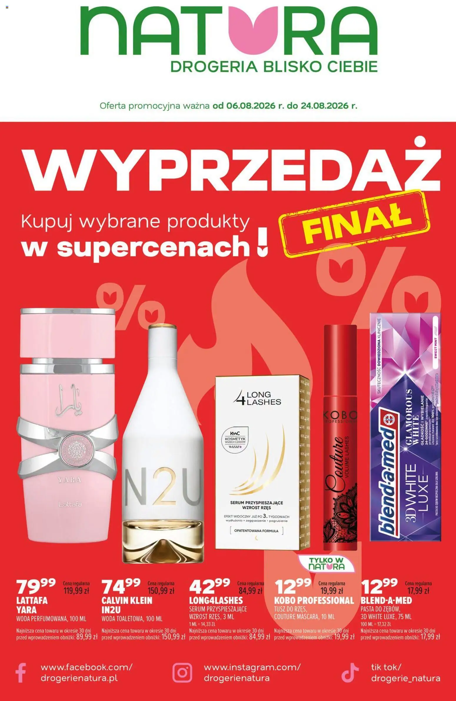 Pogląd gazetki "Drogerie Natura gazetka" ze sklepu Drogerie Natura ważnej od 06.08.2026 - Drogeria, Woda, Pasta, Pasta do zębów