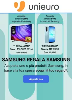 Anteprima del volantino Volantino Unieuro - Samsung Regala Samsung valido a partire dal 07/09/2026