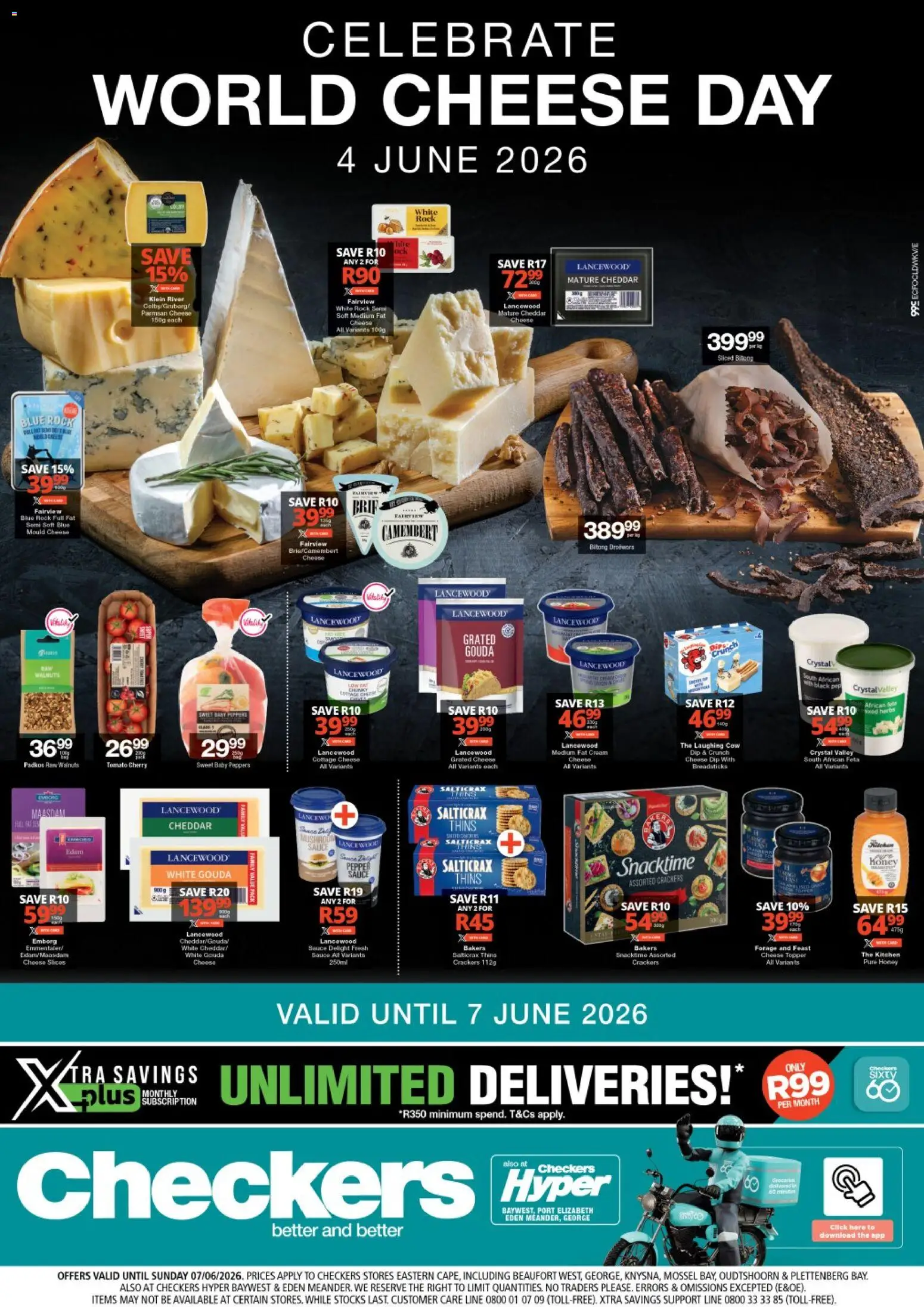 Preview of Checkers flyer valid from 01/06/2026 - Cheese, Cream, Cottage cheese, Herbs, Crackers, Pepper, Sauce, Cheddar
