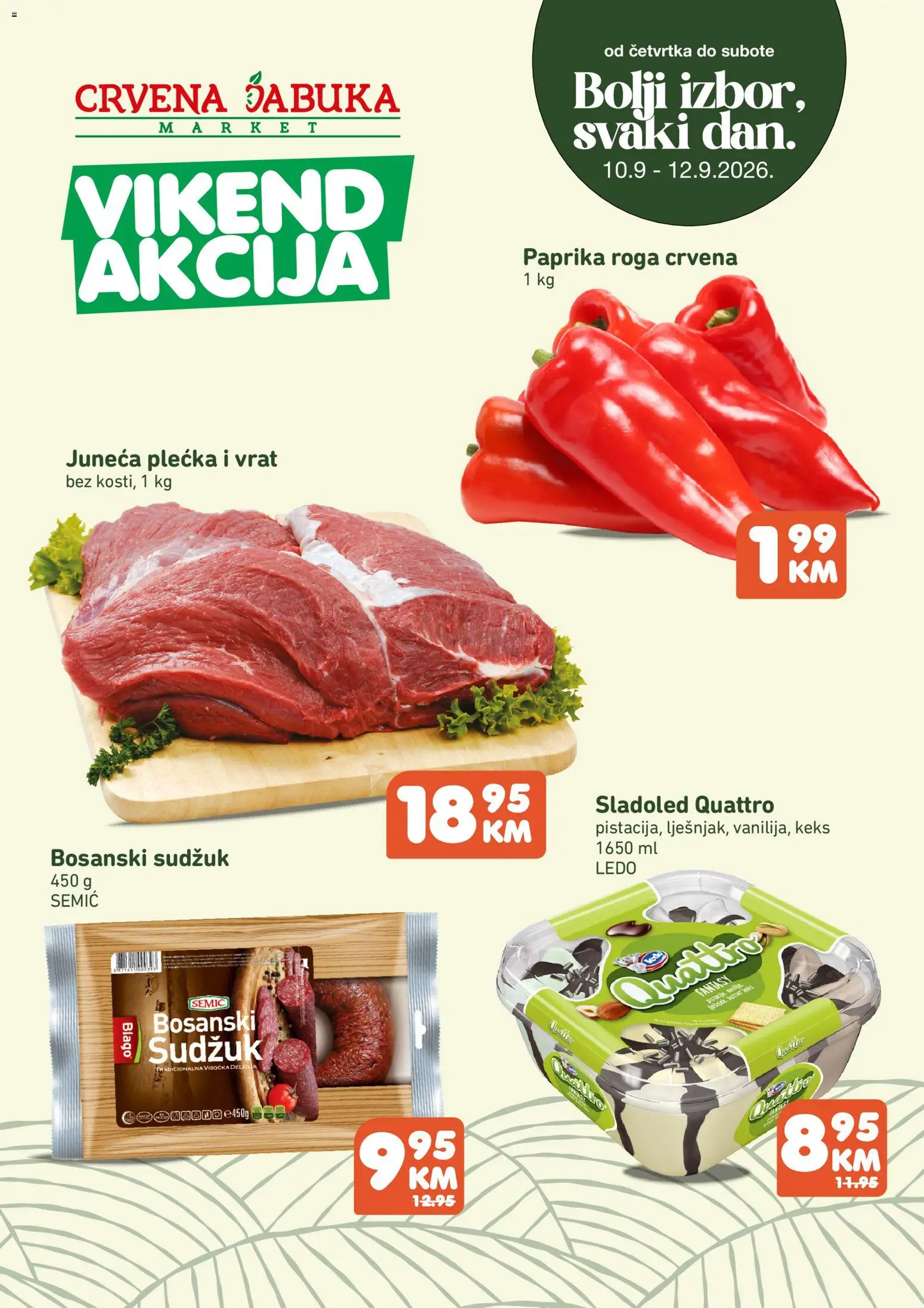 Pregled letka Crvena jabuka vikend akcija trgovine Crvena jabuka vrijedi od 10.09.2026