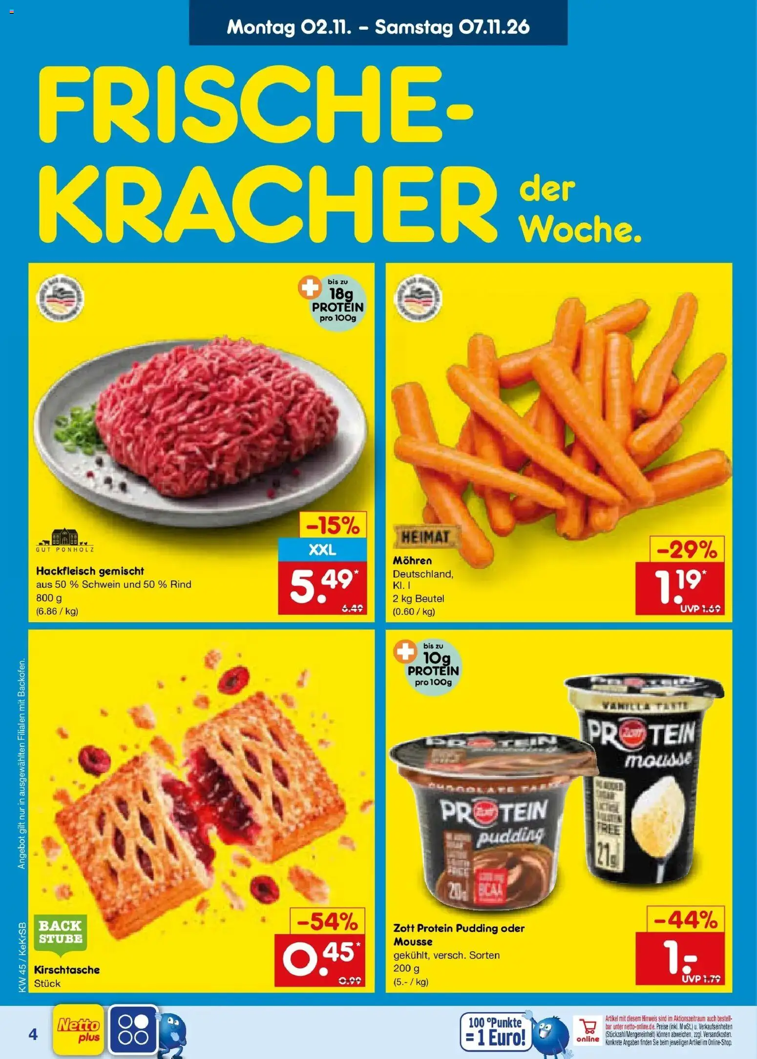 Vorschau von dem Prospekt des Geschäftes Netto Marken-Discount, gültig ab dem 02.11.2026 - Hackfleisch, Pudding, Mohren