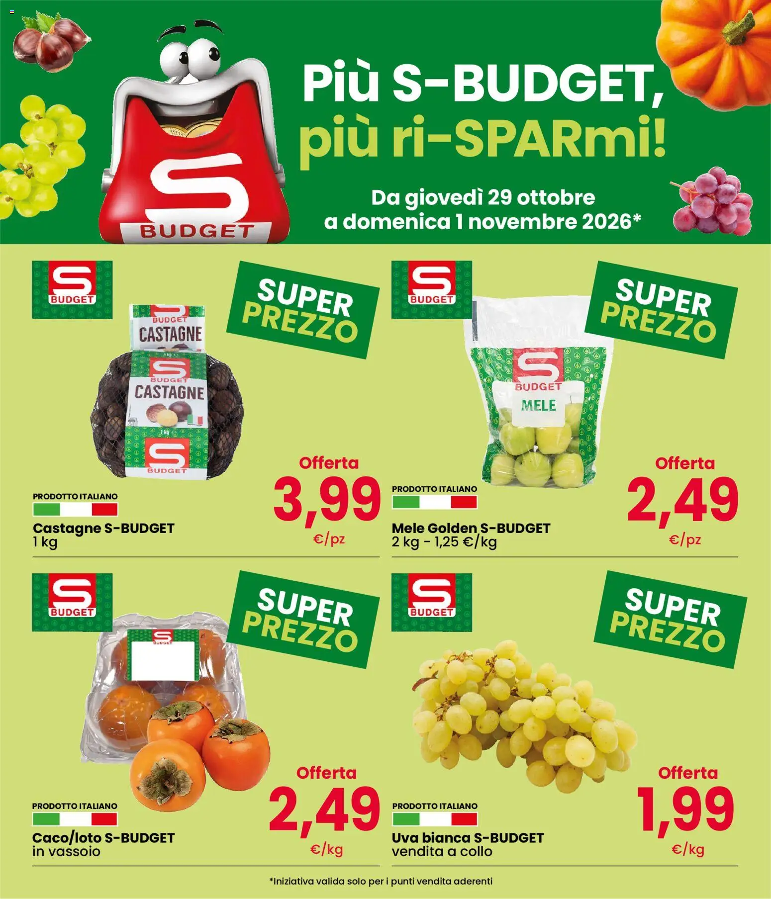 Anteprima dell'opuscolo Interspar volantino Weekend dal negozio Interspar valido da 29/10/2026 - Uva, Mele, Collo, Vassoio