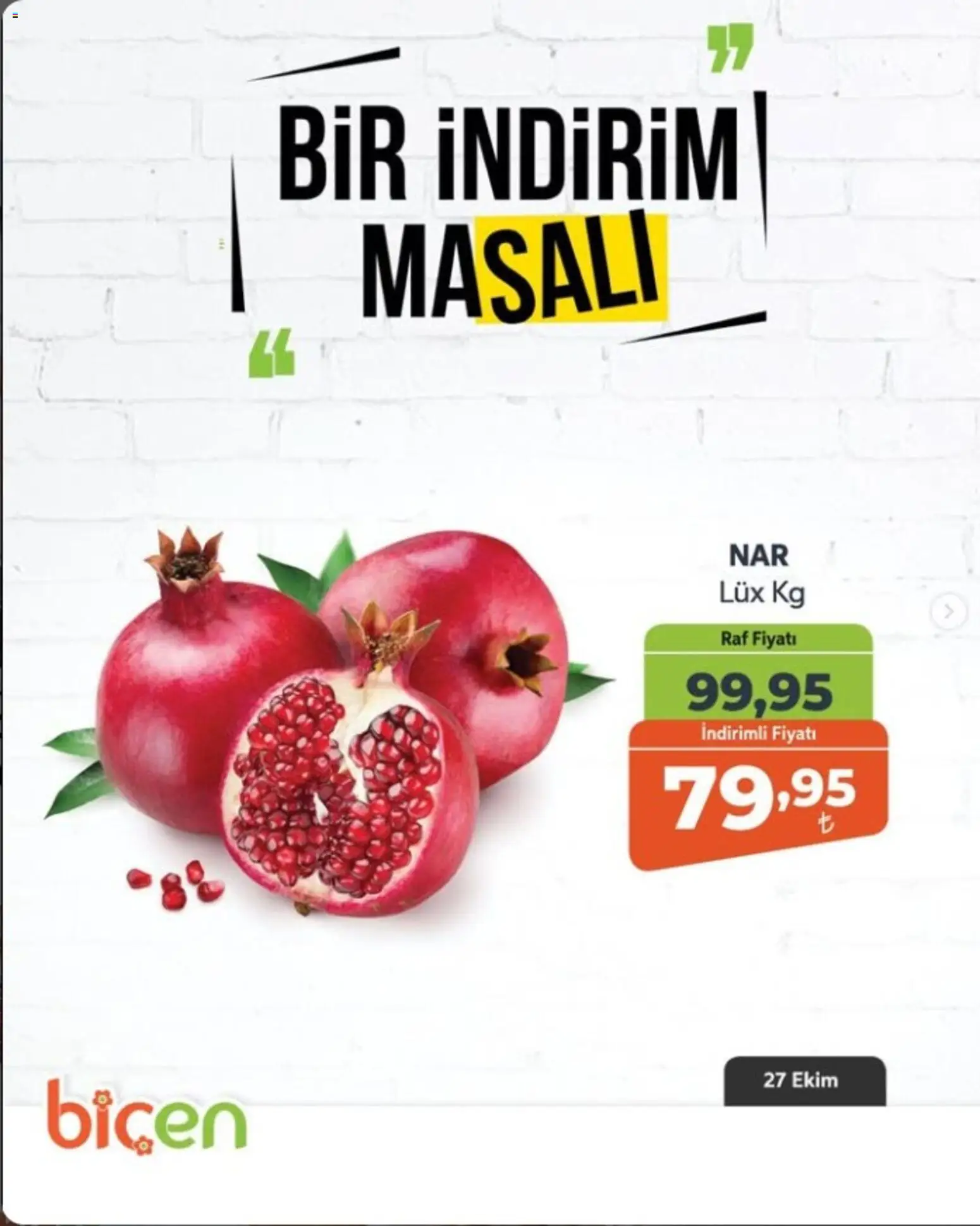 Biçen Market Biçen Market - Bir İndirim MaSalı - meyve 27.10.2026 - Broşürünün önizlemesi - Raf
