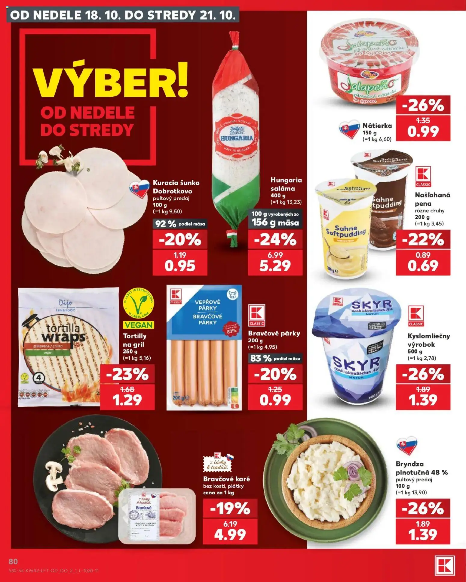 Náhľad Kaufland letáku platného od 15.10.2026 - Tortilla, Bryndza, Šunka, Párky, Nátierka, Pena, Saláma, Kuracia šunka