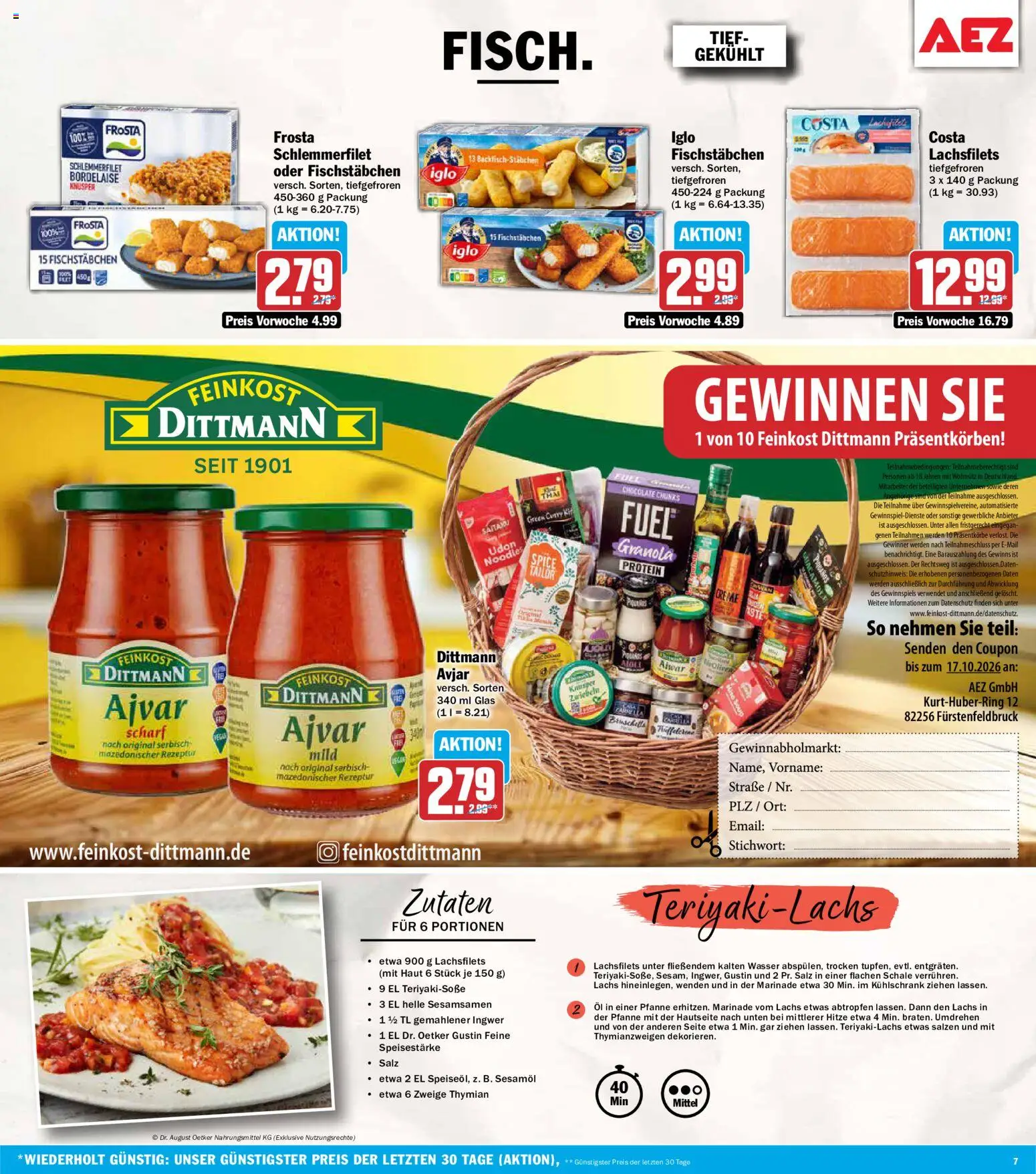 Vorschau von dem Prospekt des Geschäftes AEZ, gültig ab dem 05.10.2026 - Kühlschrank, Wasser, Lachs, Frosta, Salz, Iglo, Zwiebeln, Fischstabchen