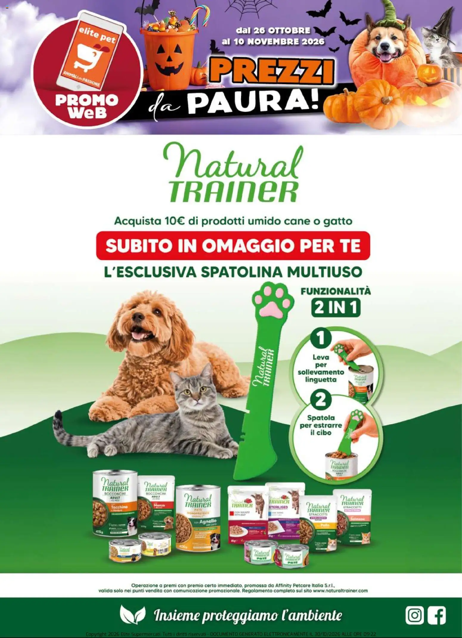Anteprima dell'opuscolo Elite Supermercati volantino Pet dal negozio Elite Supermercati valido da 26/10/2026 - Tacchino, Manzo, Agnello, Tè, Spatola, Paté