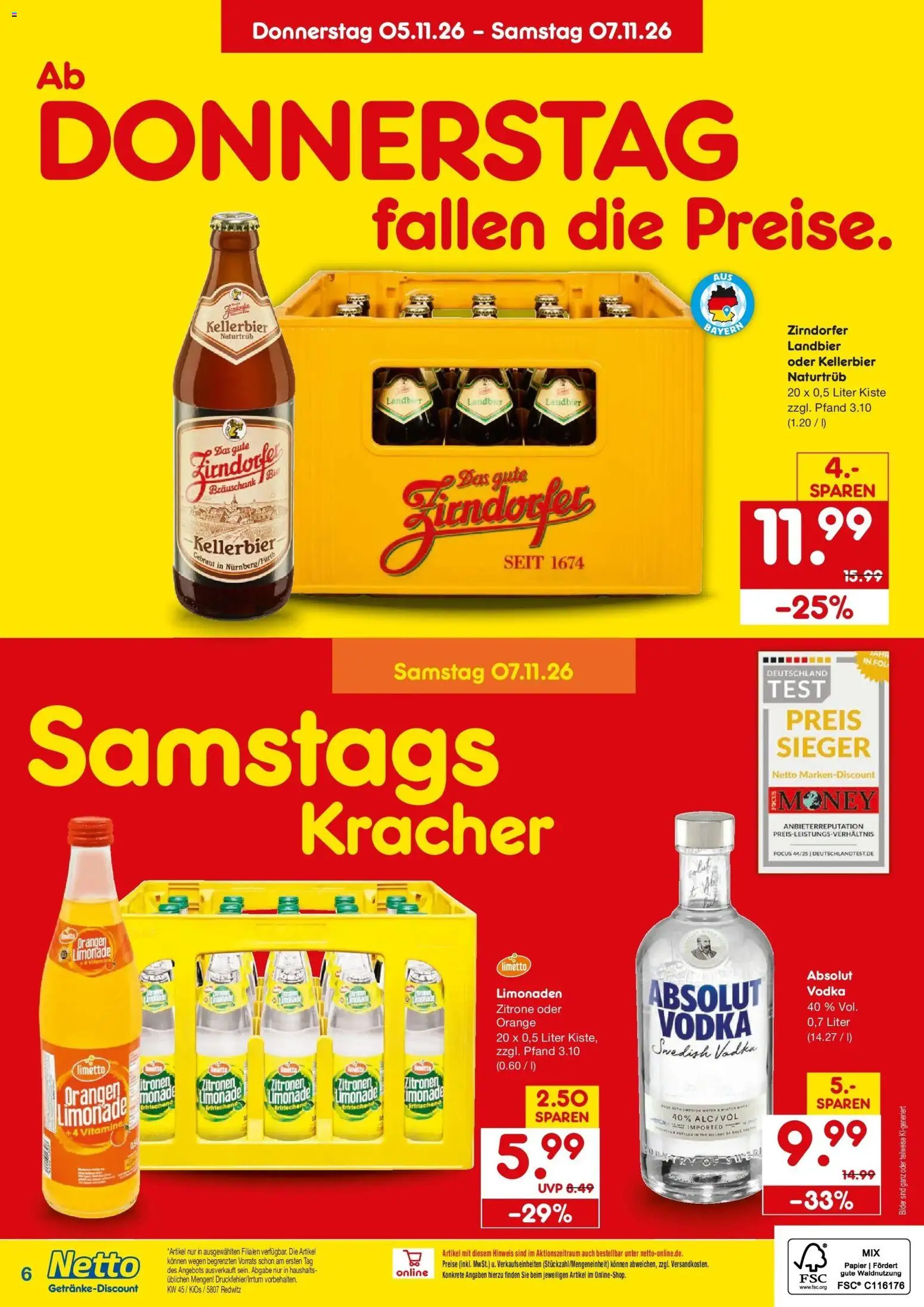 Vorschau von dem Prospekt des Geschäftes Netto Marken-Discount, gültig ab dem 02.11.2026 - Bilder, Vodka, Zitrone, Zitronen, Limonade, Orangen