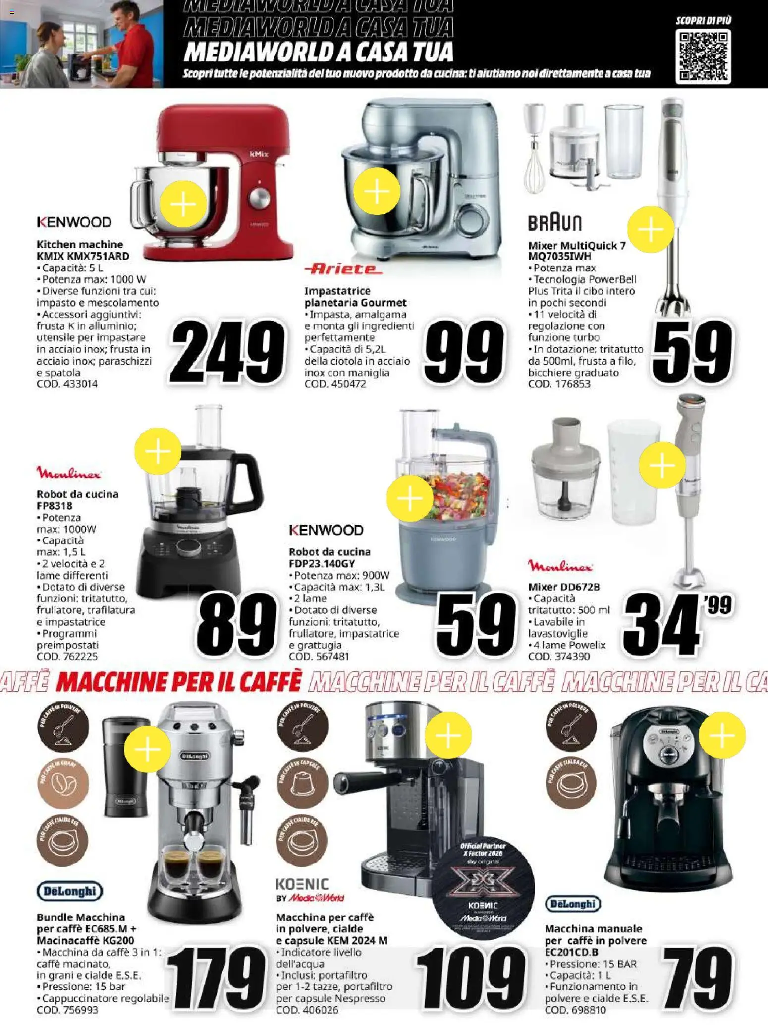 Anteprima dell'opuscolo Media World Black Friday dal negozio Media World valido da 30/10/2026 - Caffè, Lavastoviglie, Robot, Impasto, Macchina da caffe, Spatola, Ciotola, Bicchiere